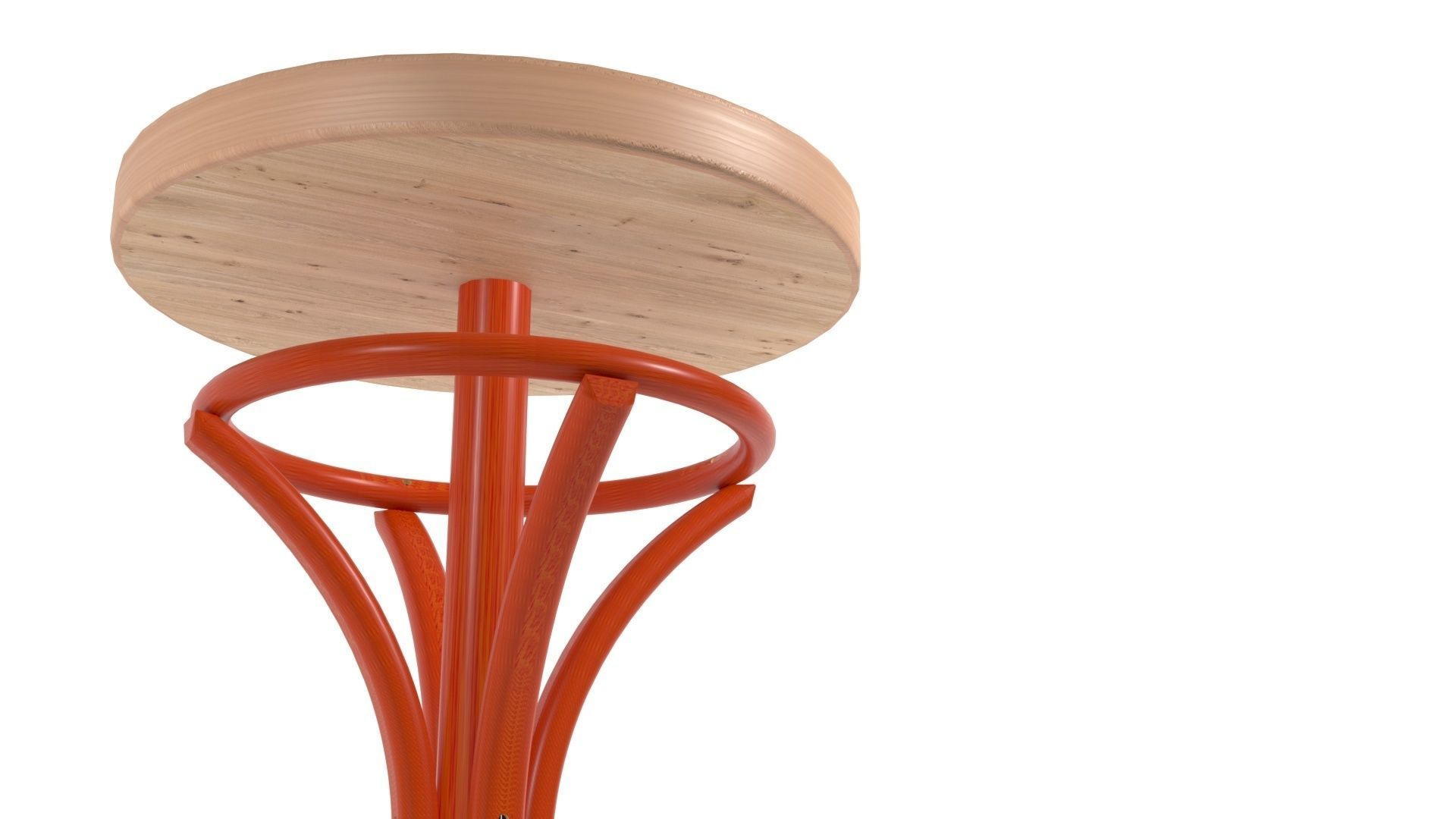 Chair orange stool with wooden top 3D model_4