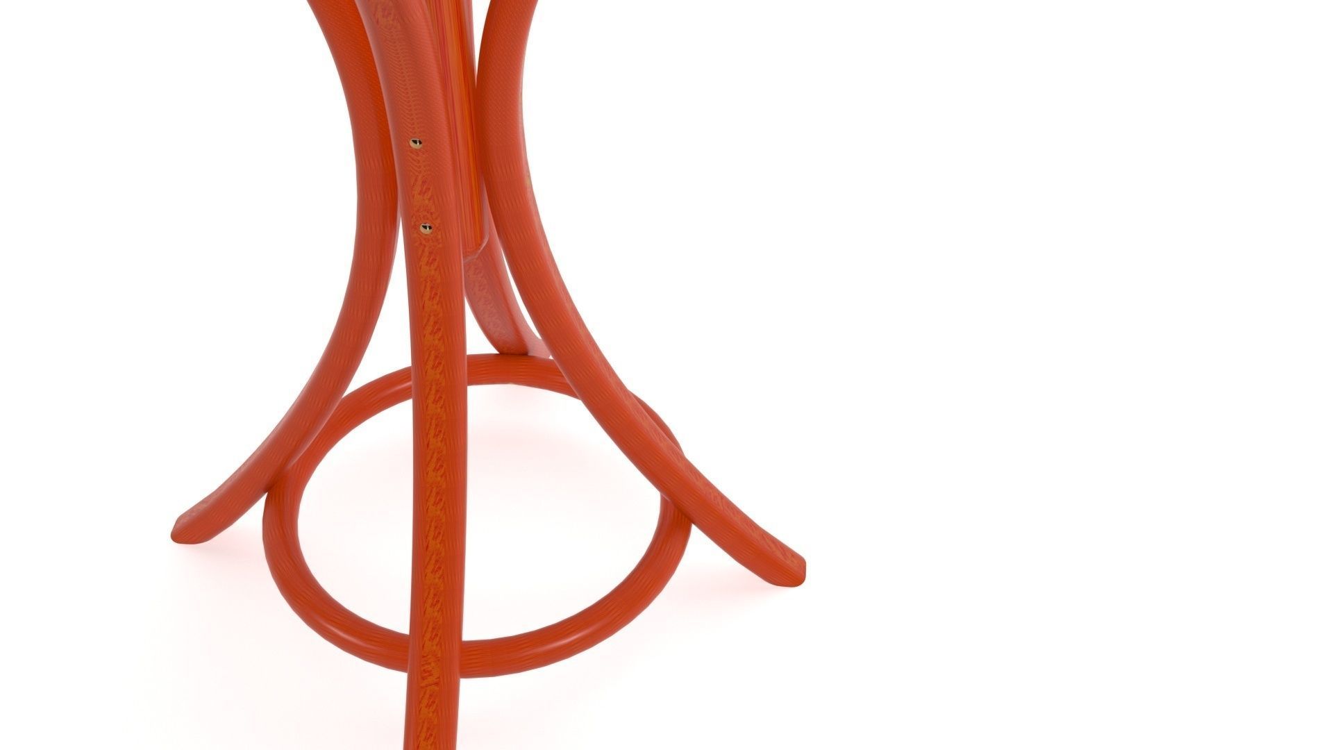 Chair orange stool with wooden top 3D model_1