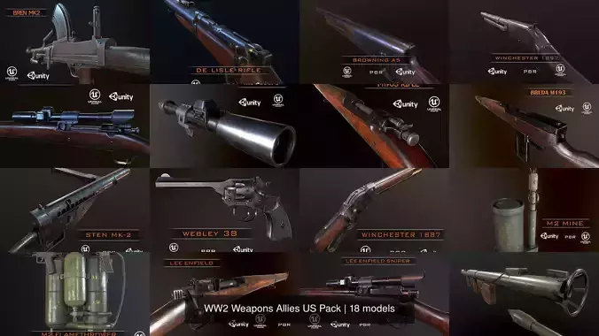 WW2 Weapons Allies US Pack