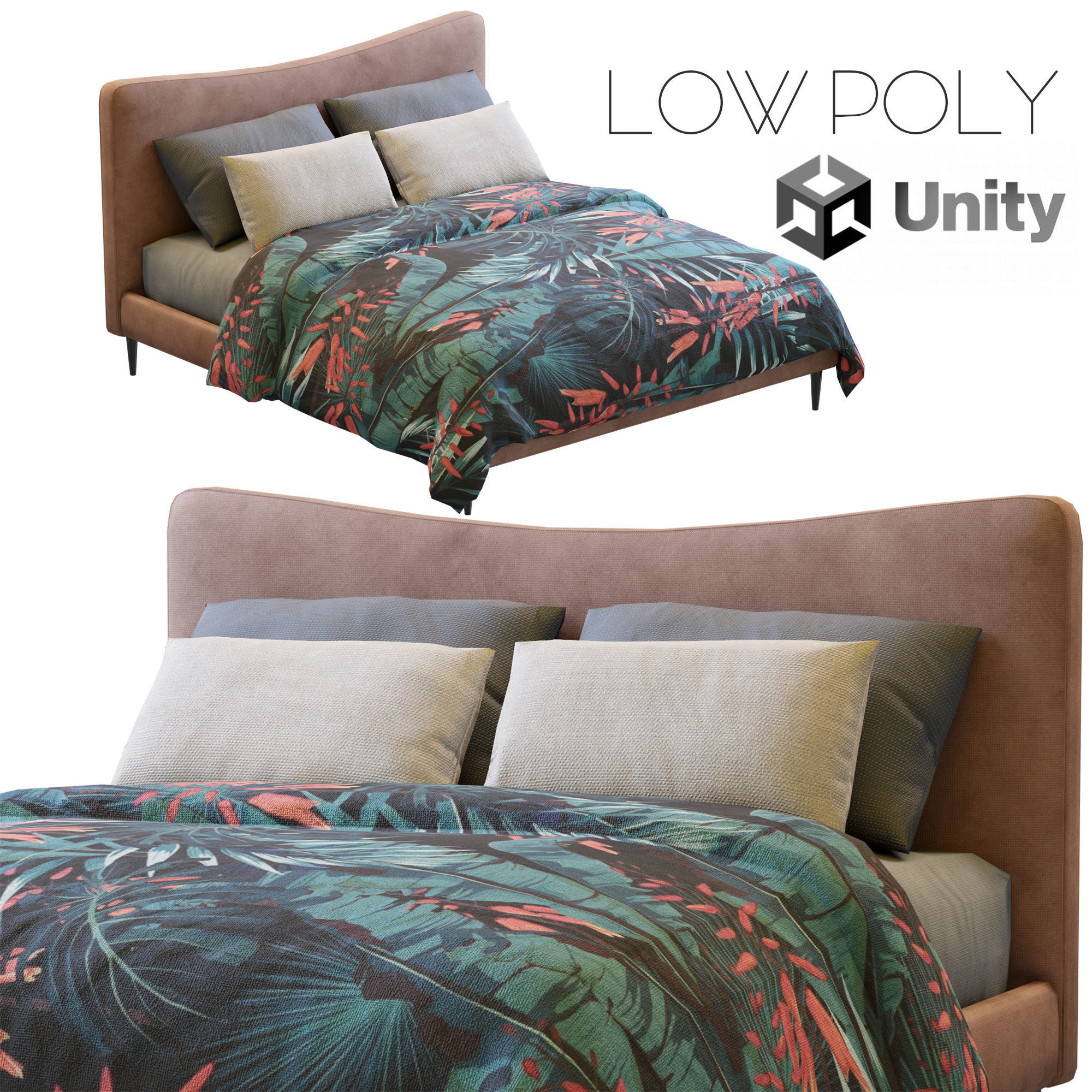 Myla Bed By West Elm Low-poly 3D model_1