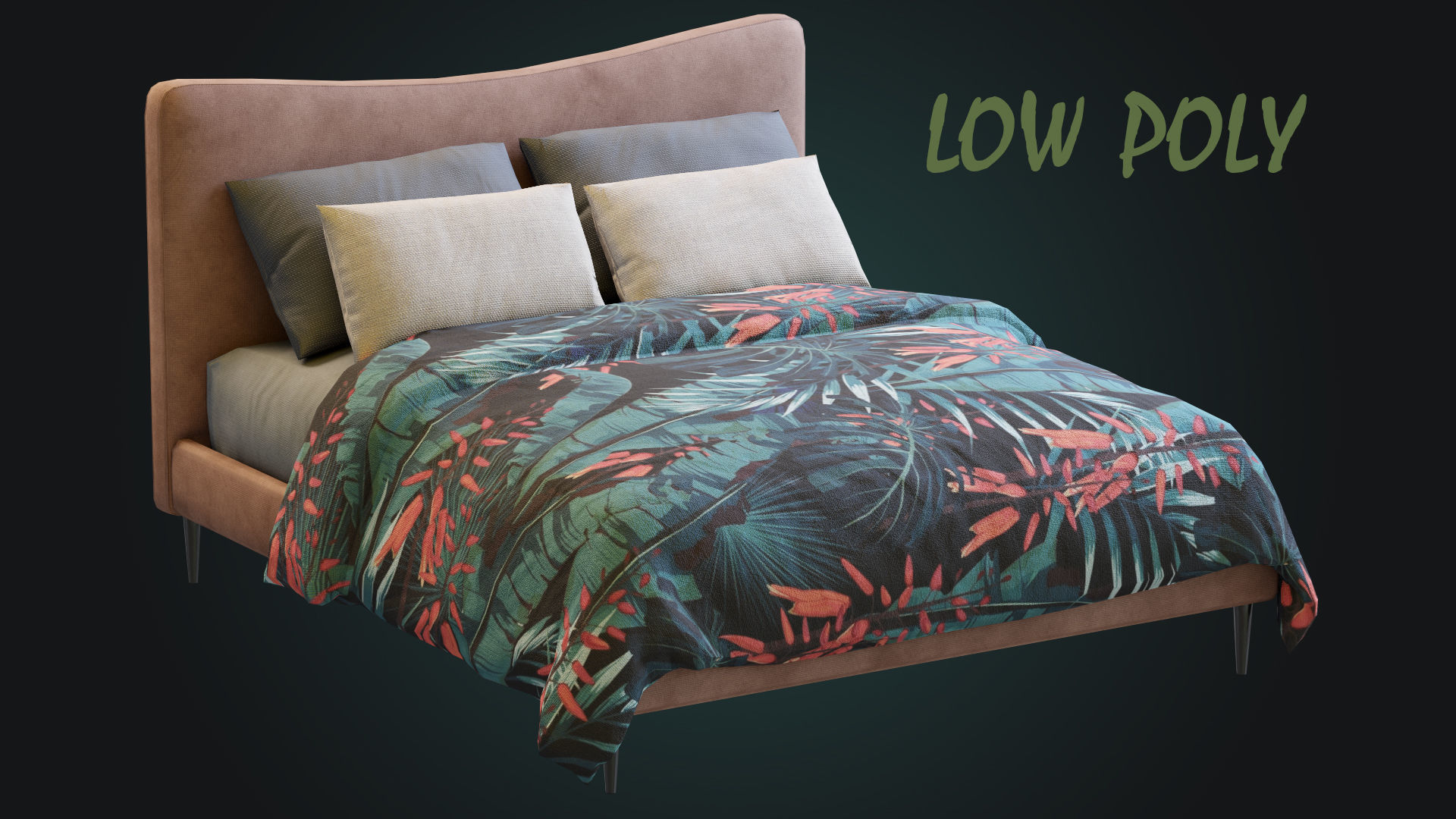 Myla Bed By West Elm Low-poly 3D model_13