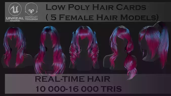  Hairstyle pack Real-Time low poly cards