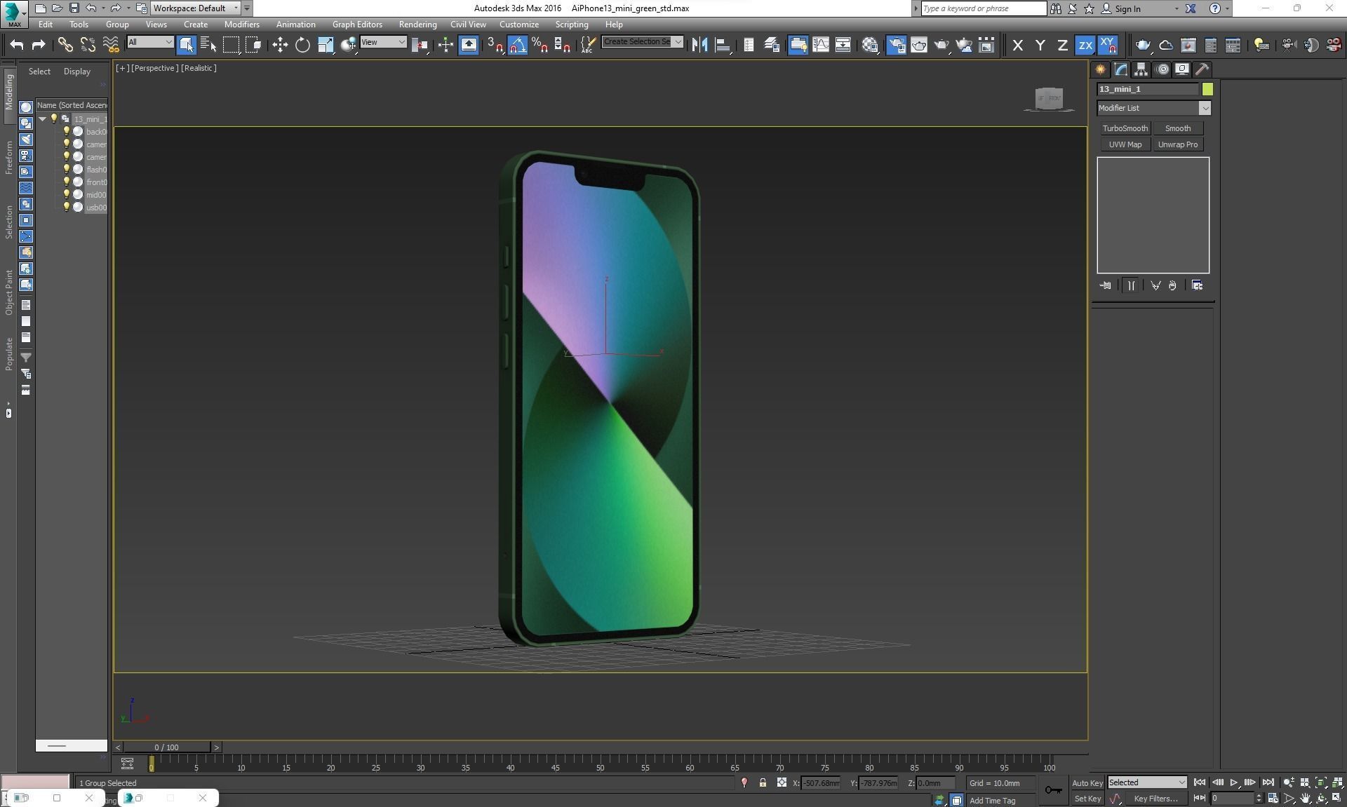 Apple iPhone 13 mini Green Low-poly 3D model_27