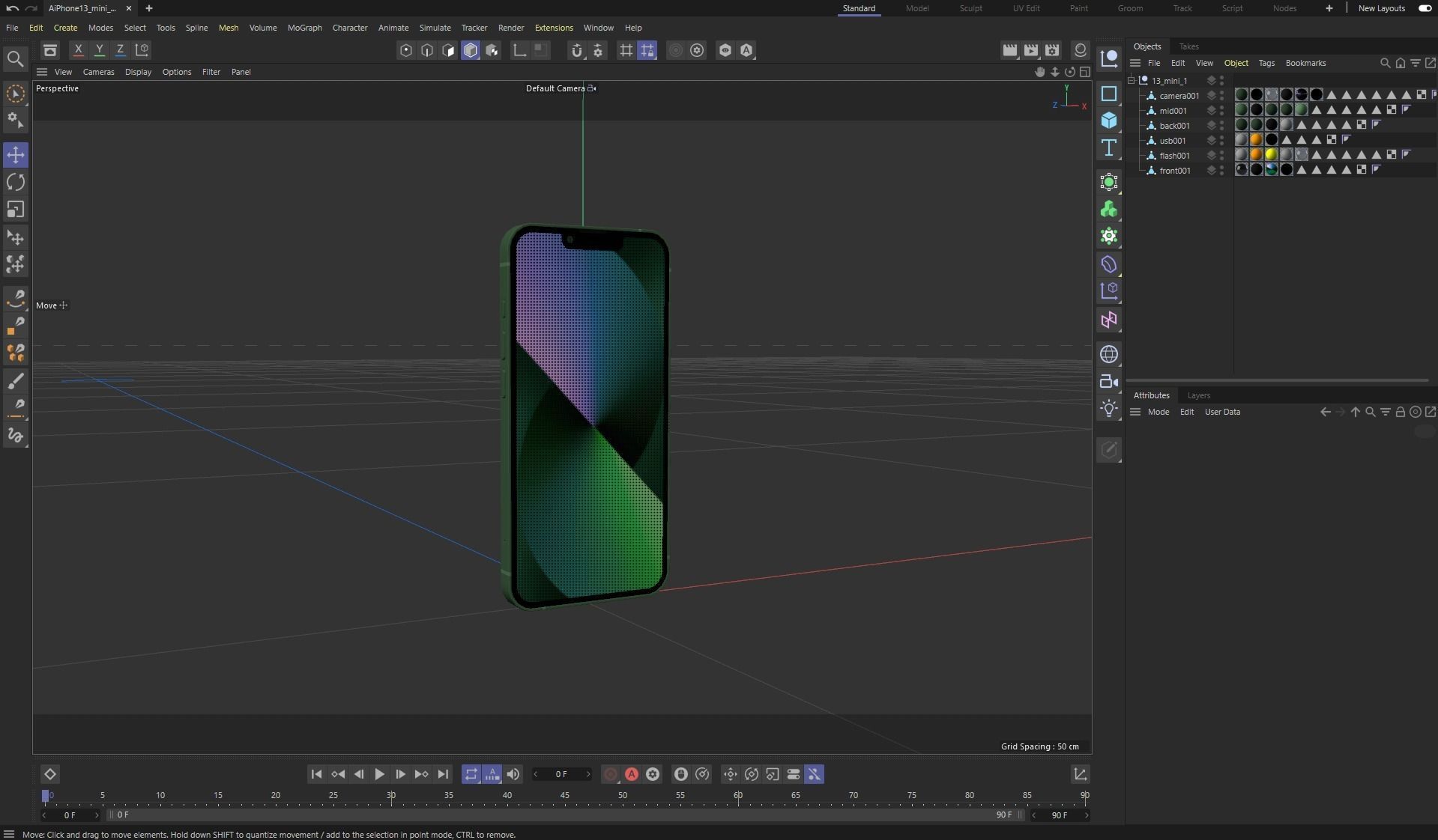 Apple iPhone 13 mini Green Low-poly 3D model_30