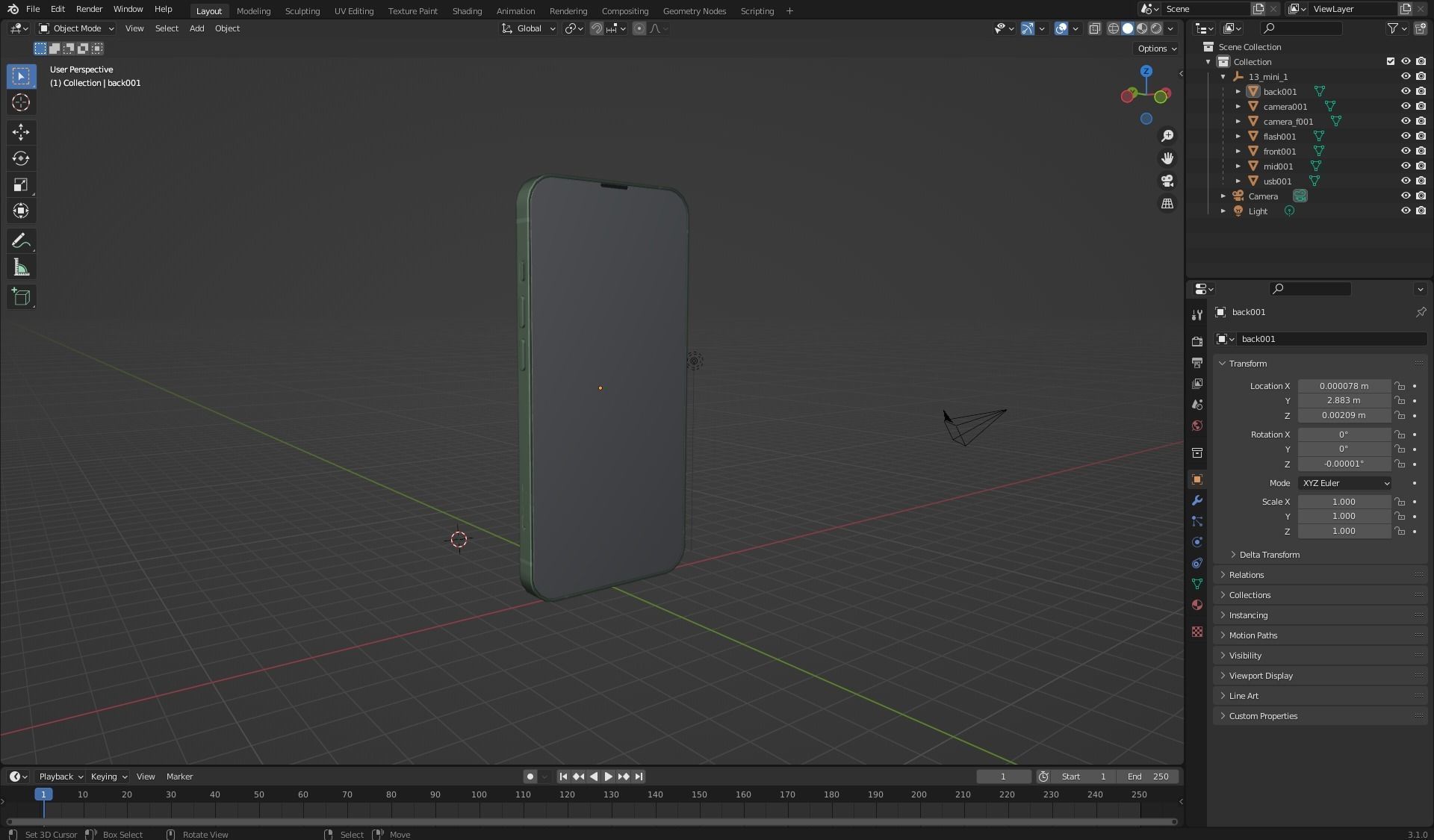 Apple iPhone 13 mini Green Low-poly 3D model_31