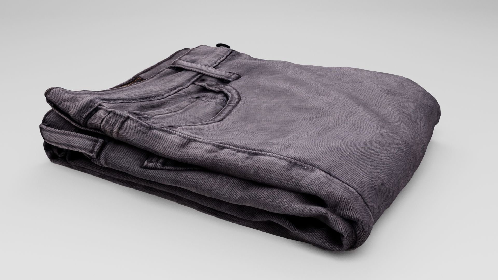 folded dark grey jeans pants for wardrobe 3D model_3