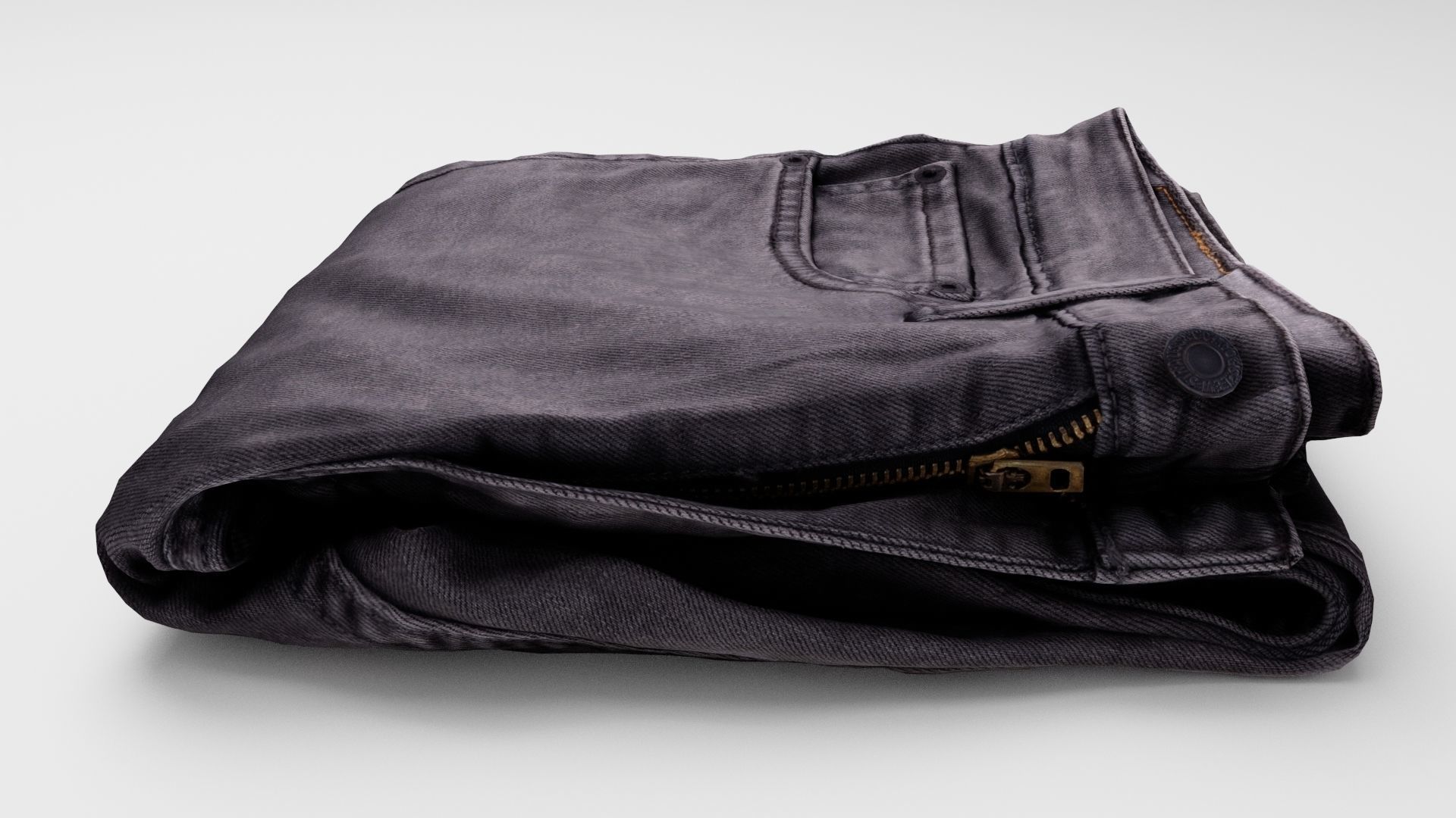 folded dark grey jeans pants for wardrobe 3D model_1