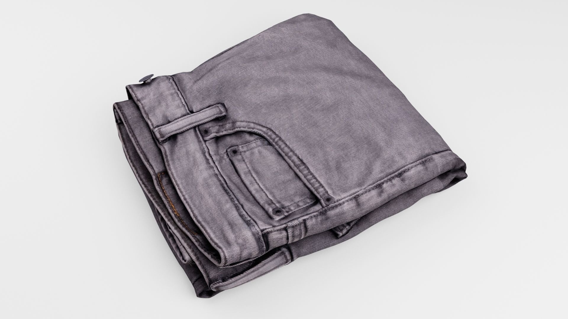 folded dark grey jeans pants for wardrobe 3D model_2