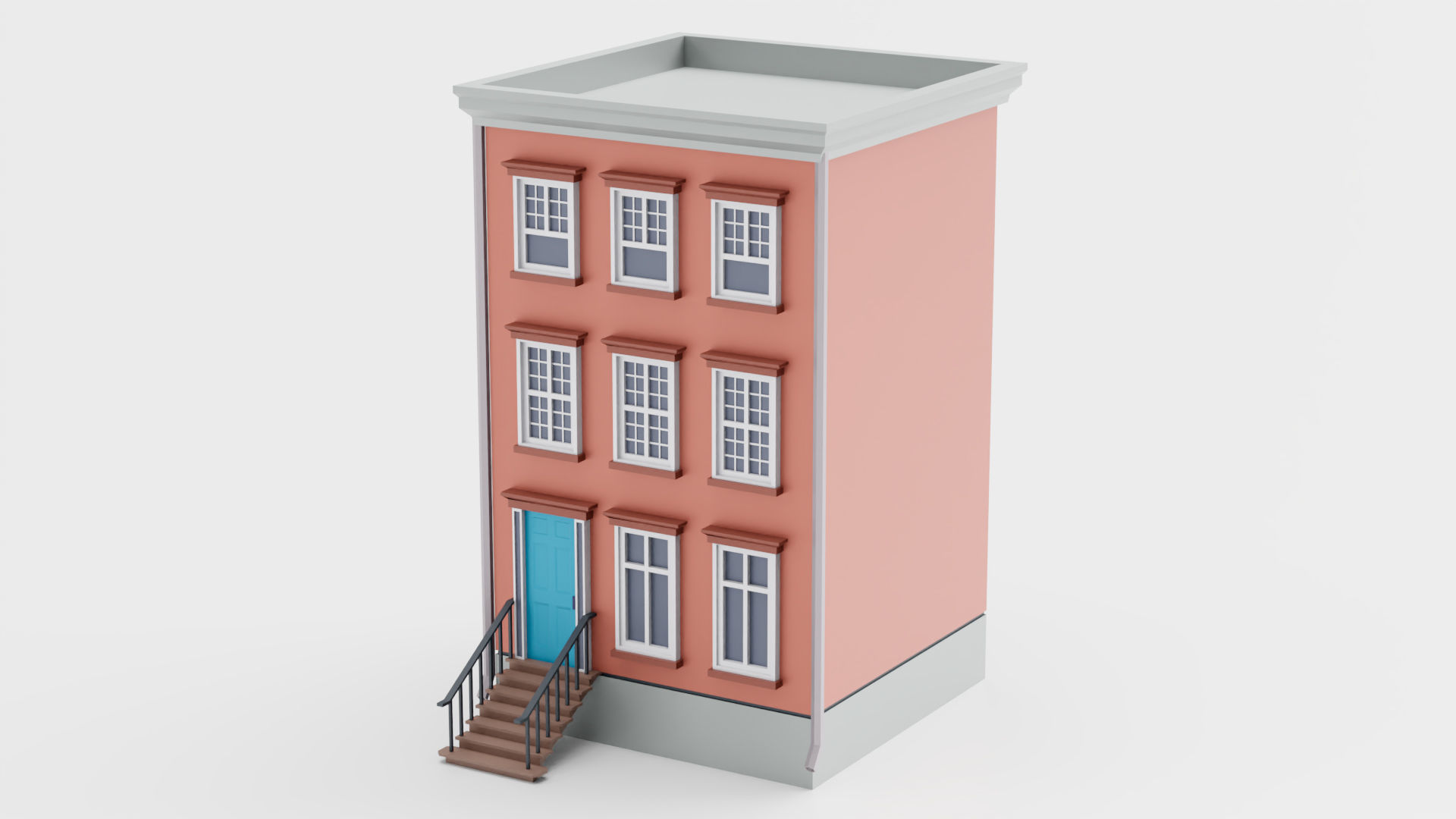 Lowpoly Cartoon Building 01 Low-poly 3D model_2