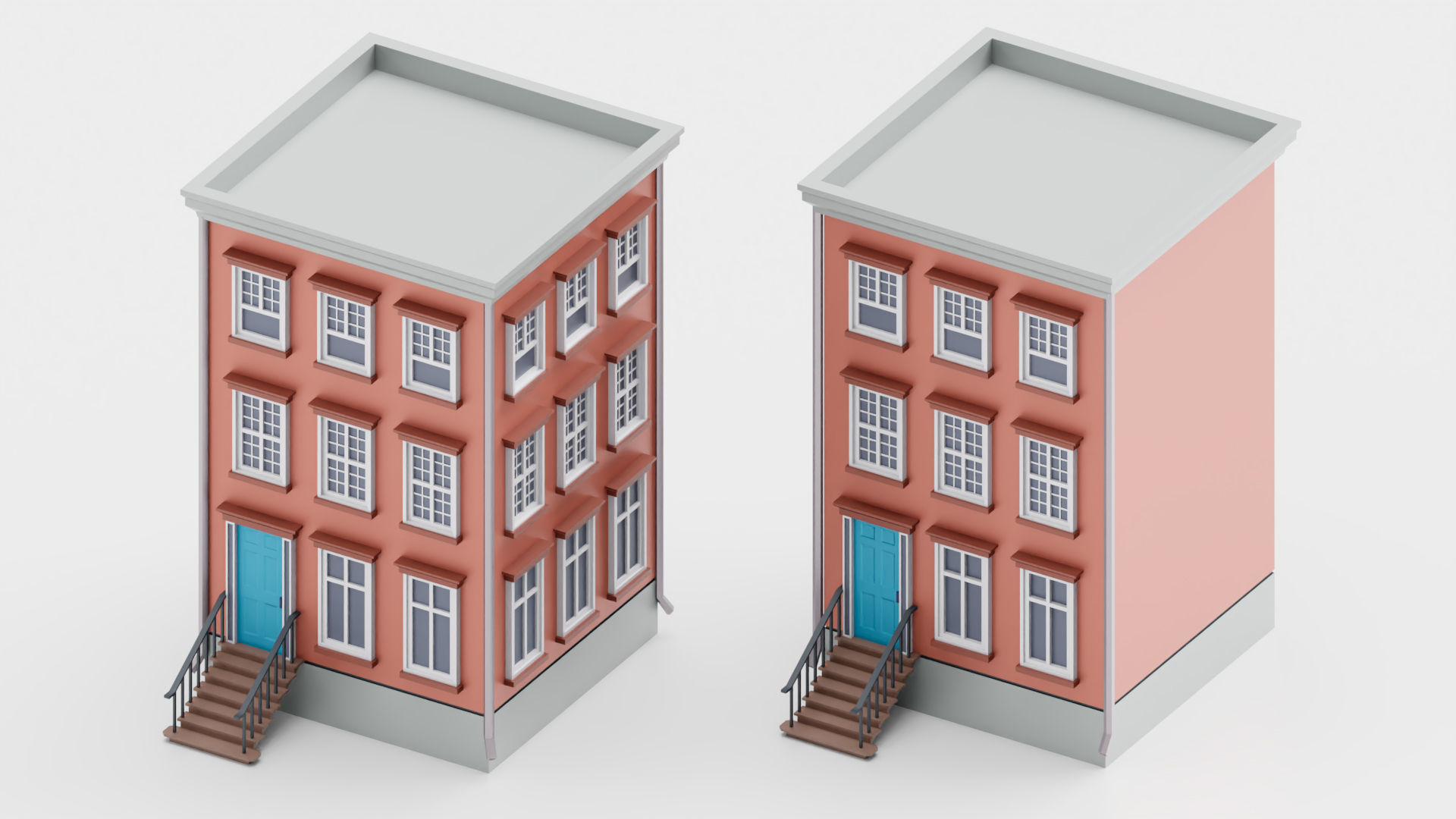 Lowpoly Cartoon Building 01 Low-poly 3D model_3