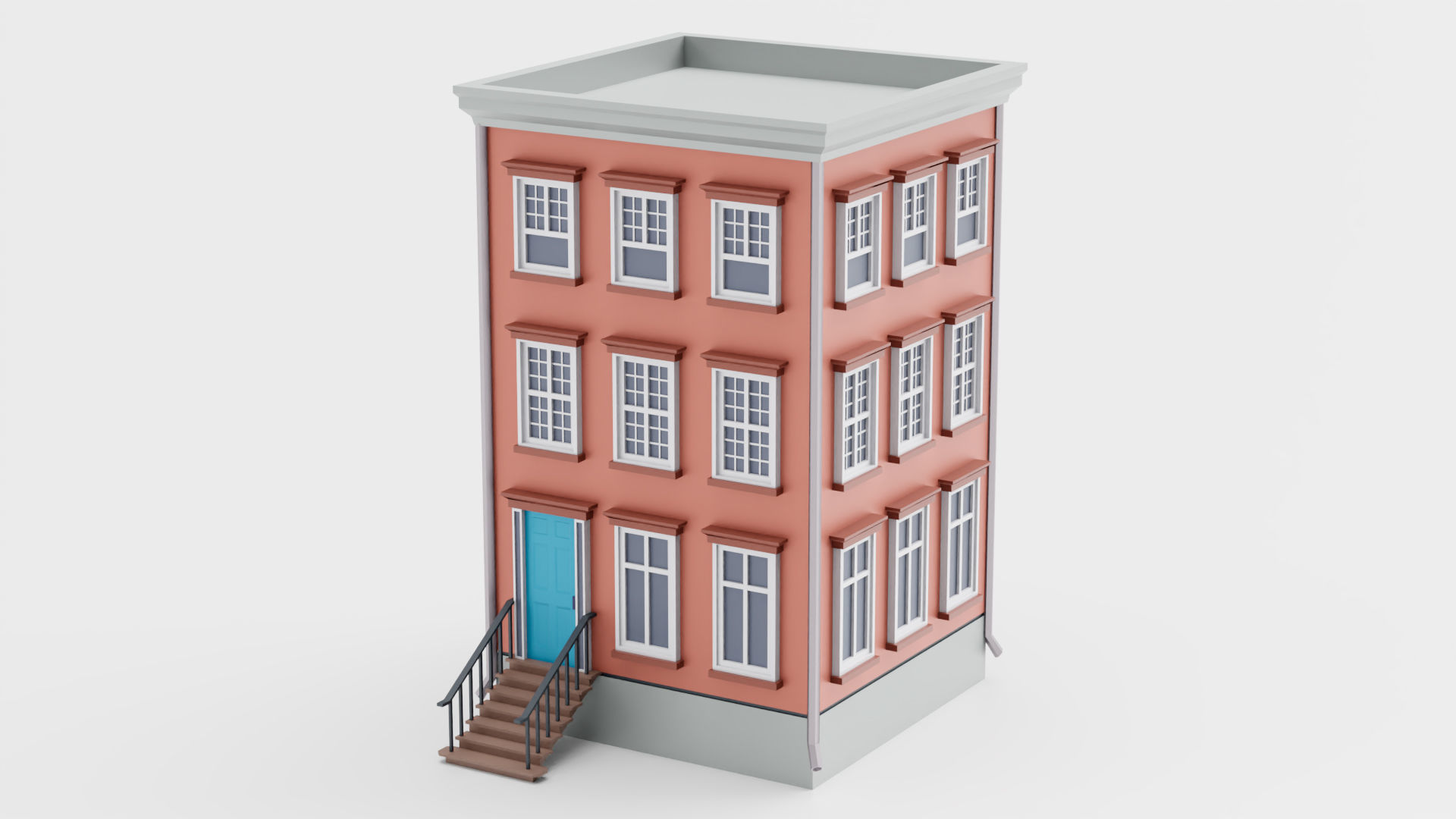 Lowpoly Cartoon Building 01 Low-poly 3D model_1