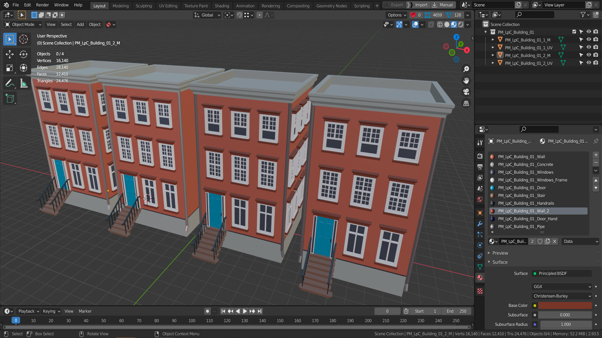 Lowpoly Cartoon Building 01 Low-poly 3D model_12