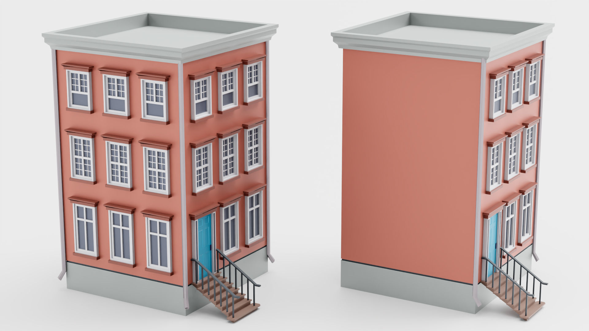 Lowpoly Cartoon Building 01 Low-poly 3D model_4