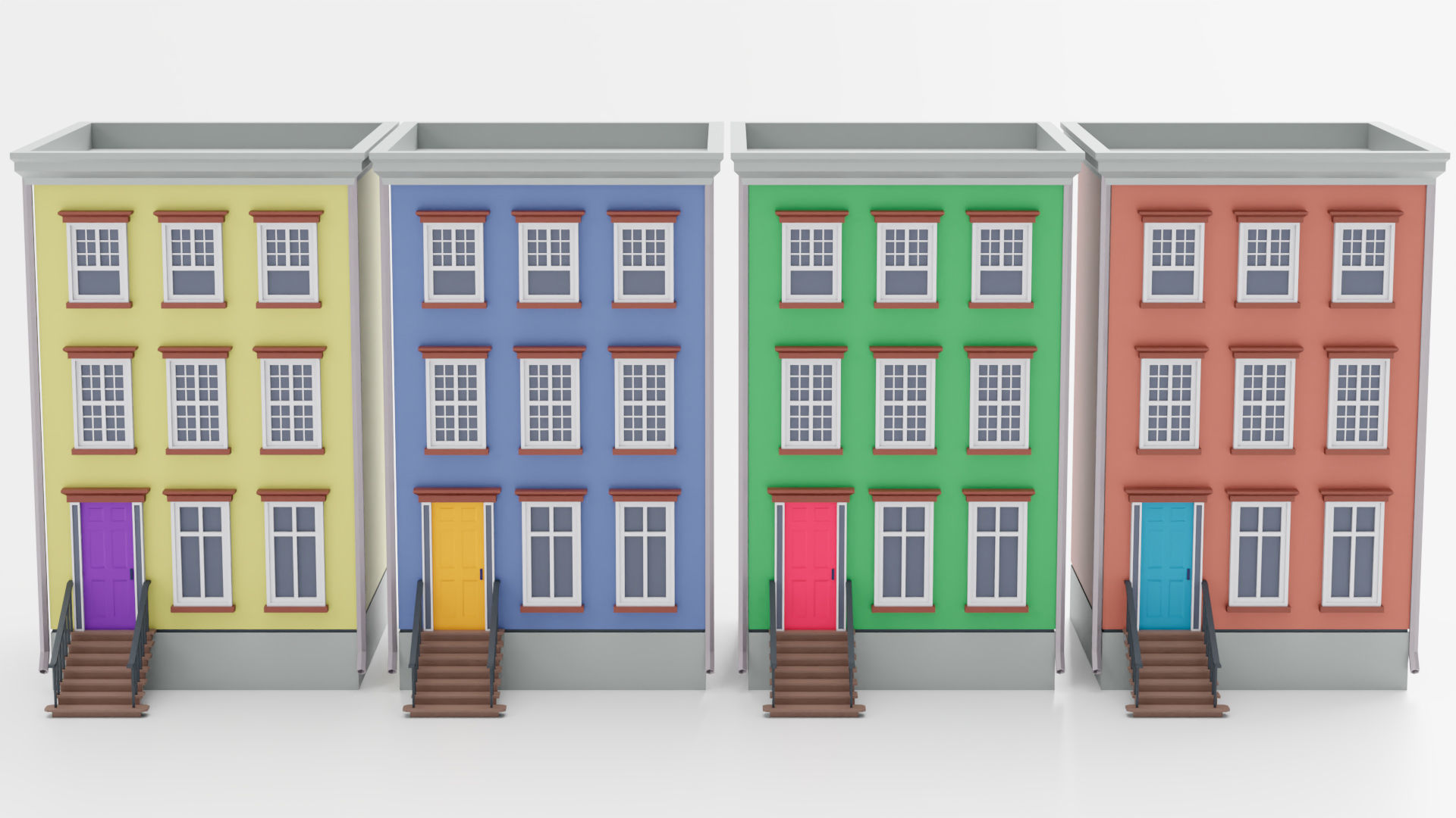 Lowpoly Cartoon Building 01 Low-poly 3D model_7