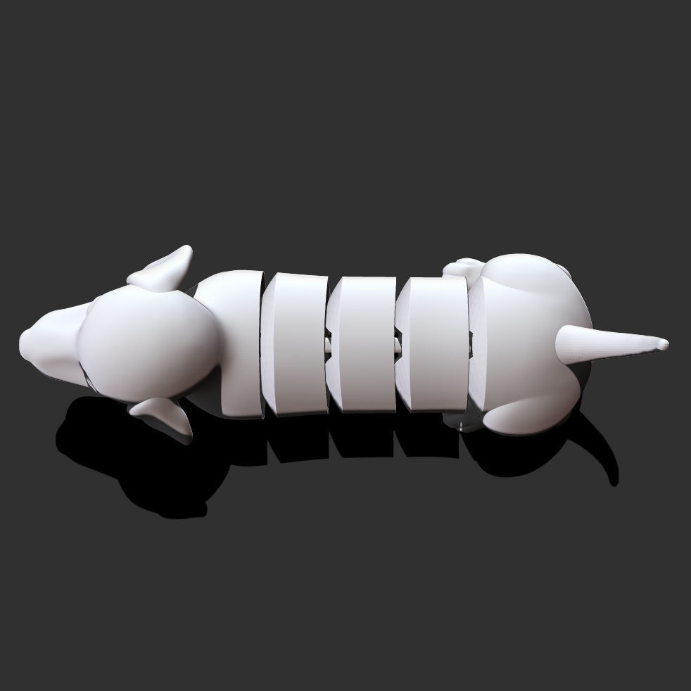 flexi dachshund dog 3D print model_8
