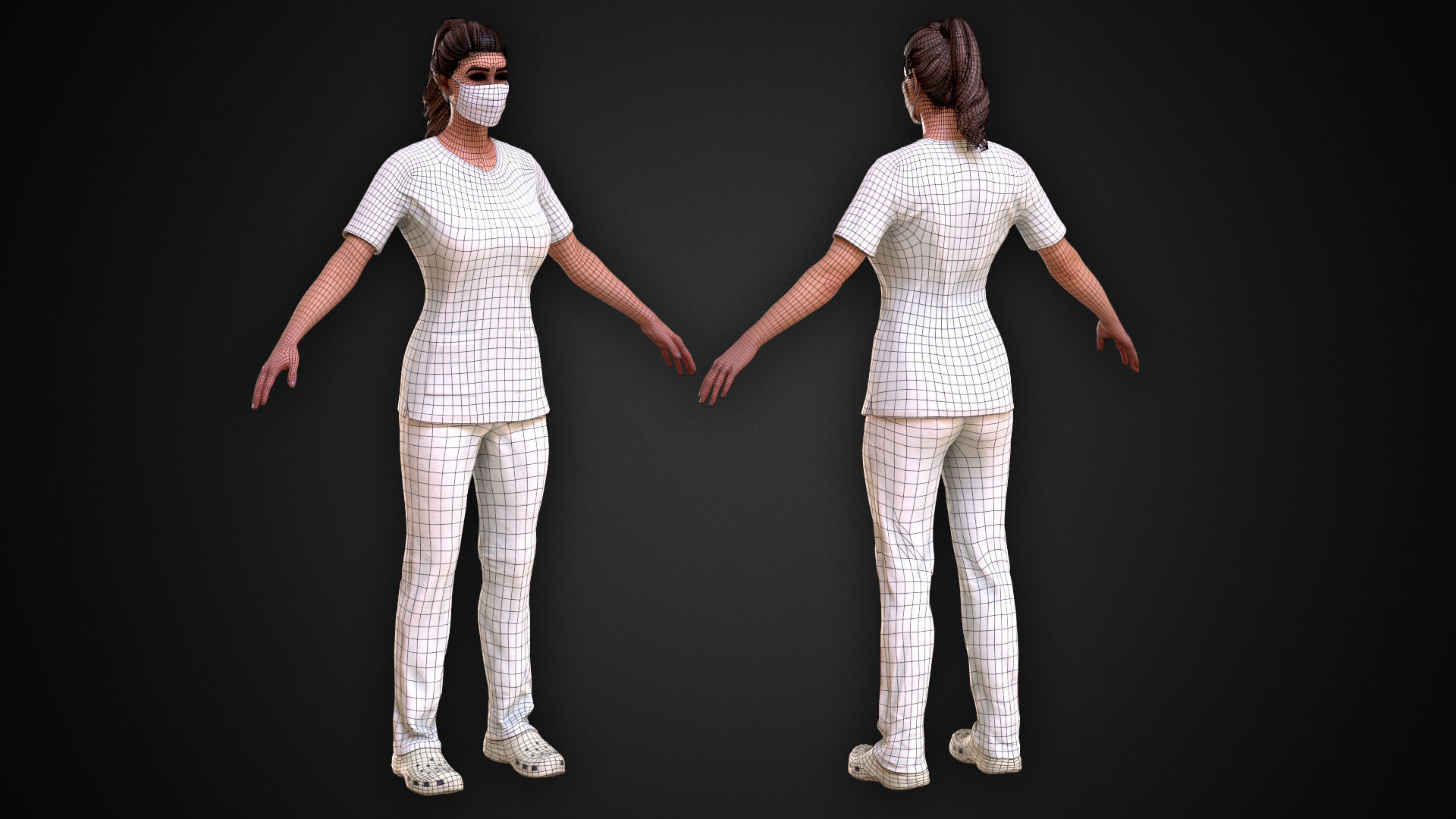 Medic Female Low-poly 3D model_7