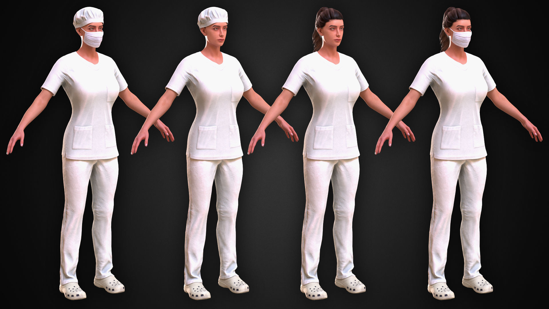 Medic Female Low-poly 3D model_6