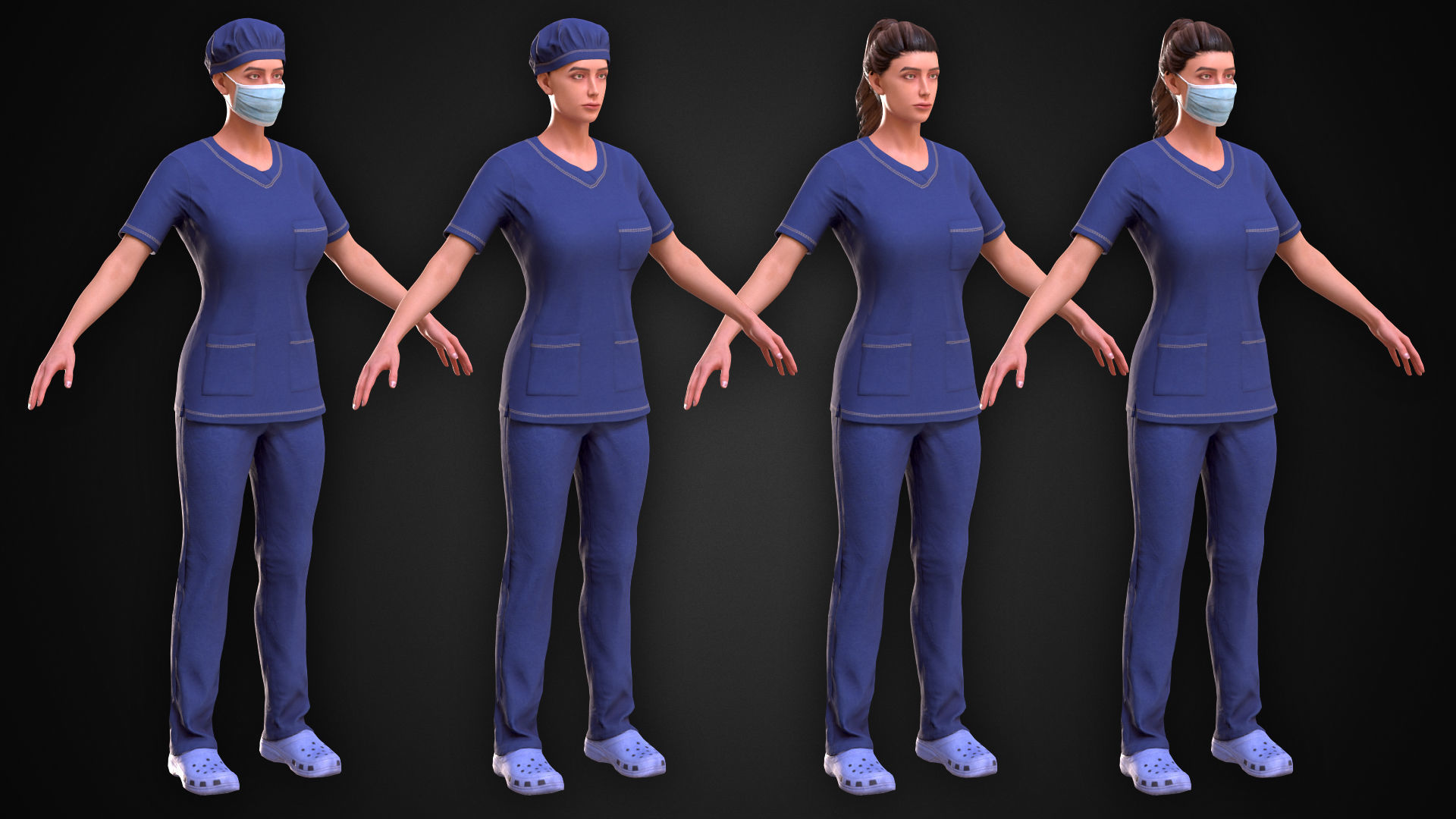 Medic Female Low-poly 3D model_4