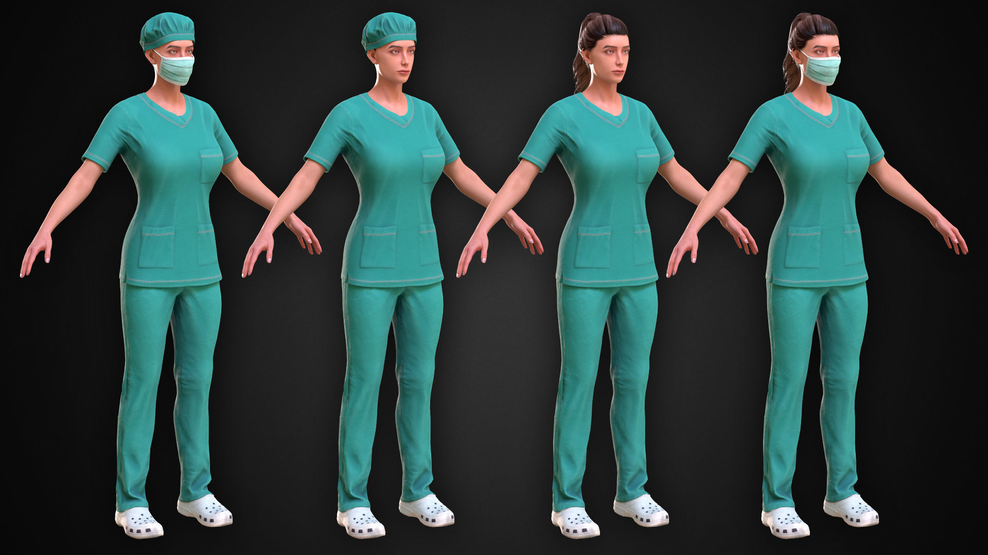 Medic Female Low-poly 3D model_5