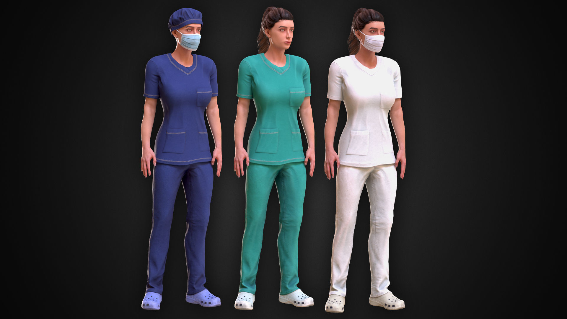 Medic Female Low-poly 3D model_3