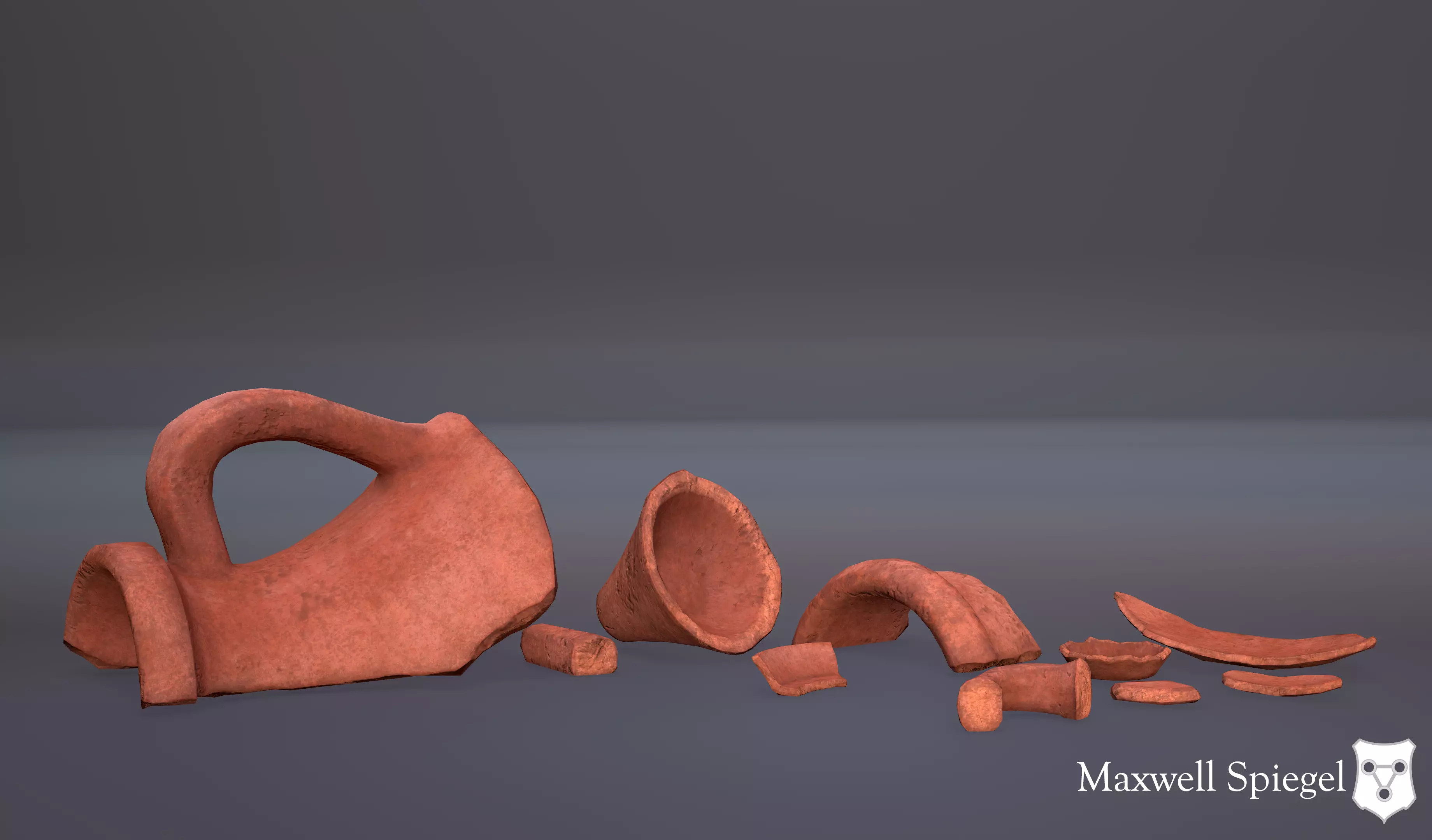 Broken Pottery Low-poly 3D model_0
