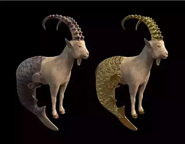 Capricorn mountain goat zodiac sign Two colors FBX STL OBJ MAX 3D model