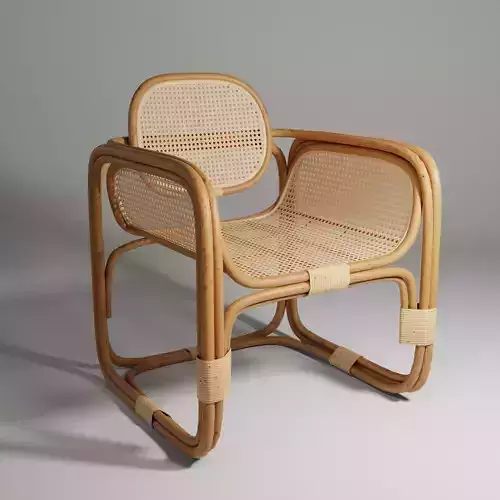 Armchair With Rattan Natural Low Poly - TheMasie EMBA  Low-poly 3D model