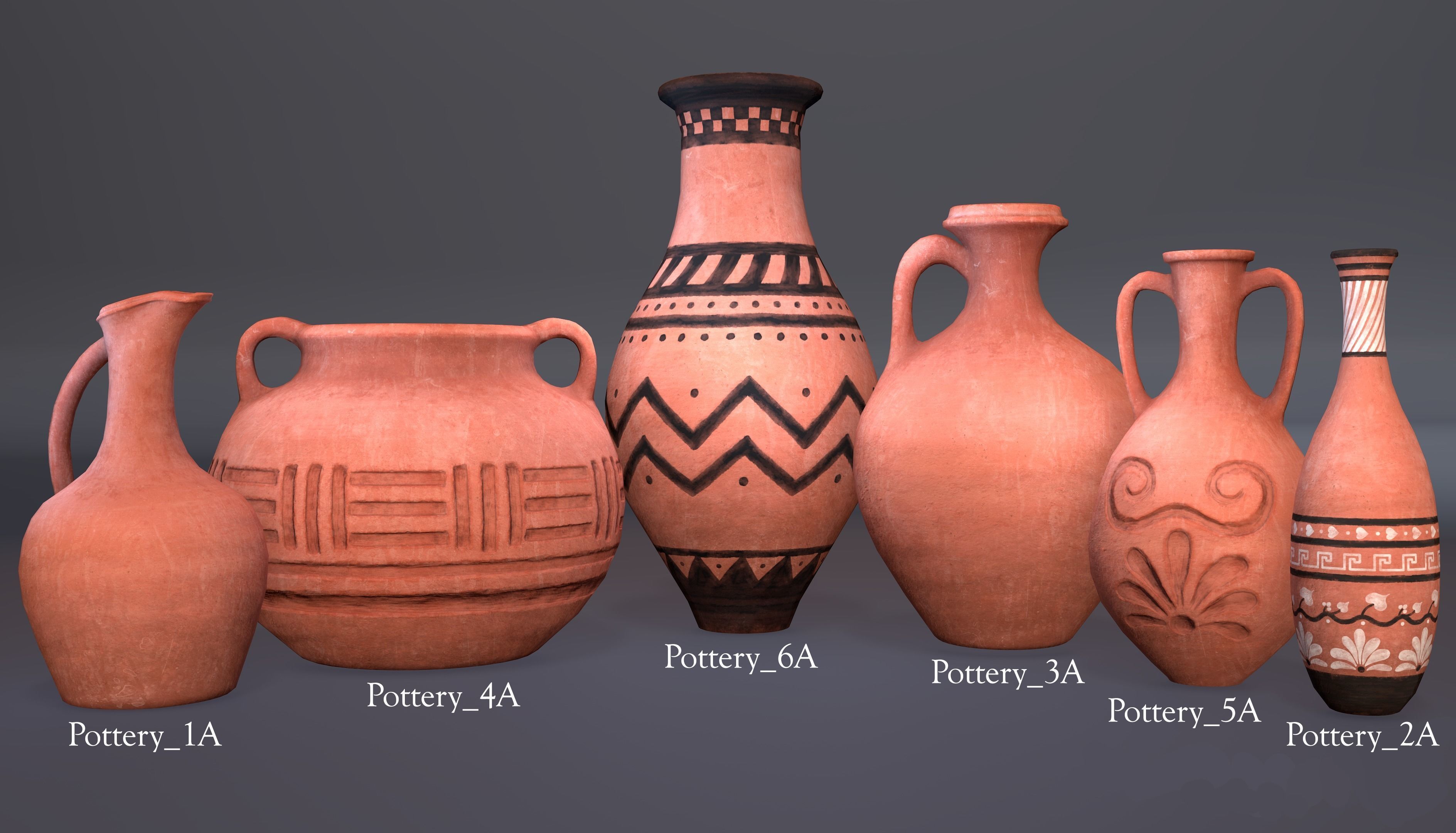 Pottery A Bundle Low-poly 3D model_1
