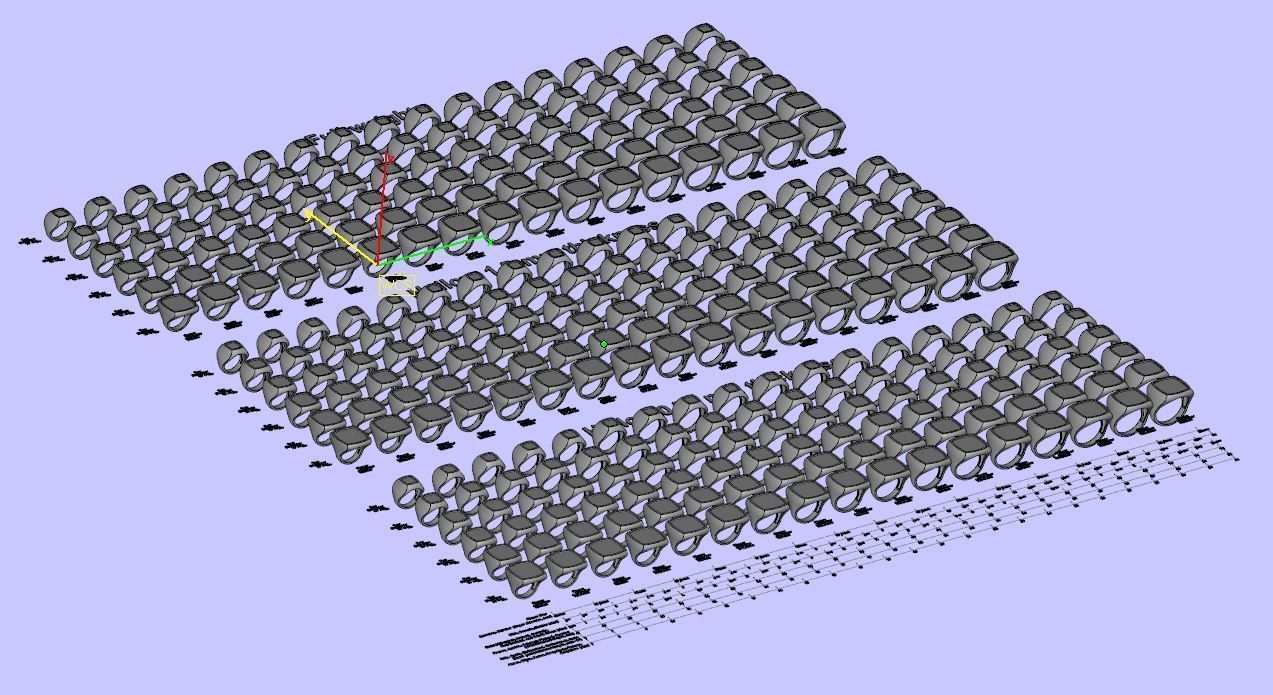 Signet rings set CUSHION top  3D print model_10