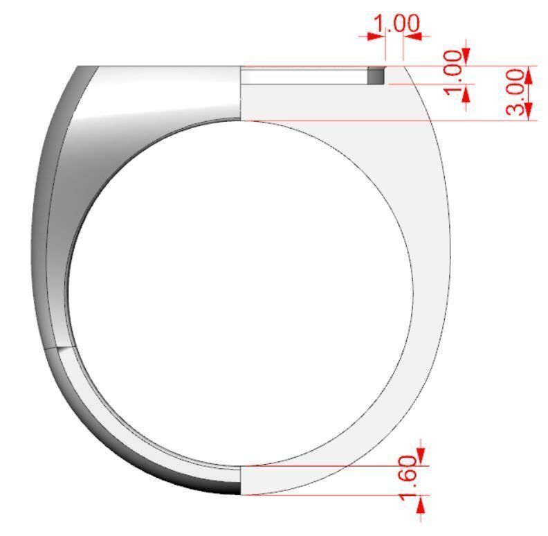 Signet rings set CUSHION top  3D print model_6