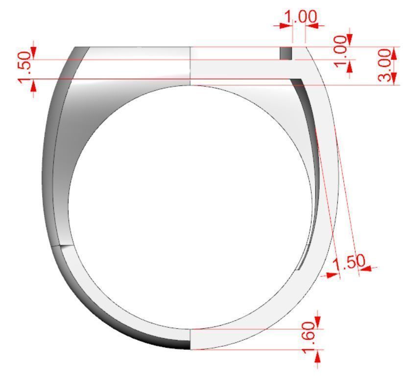 Signet rings set CUSHION top  3D print model_7