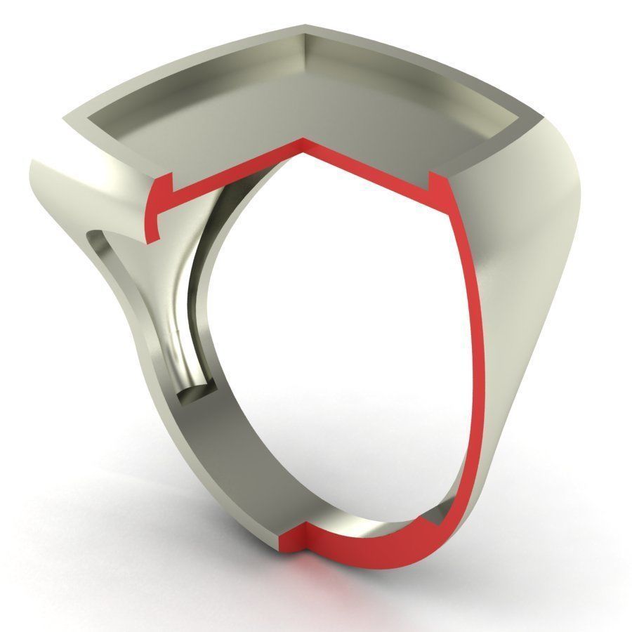 Signet rings set CUSHION top  3D print model_5