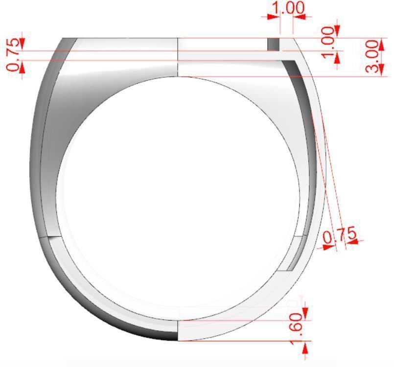Signet rings set CUSHION top  3D print model_8