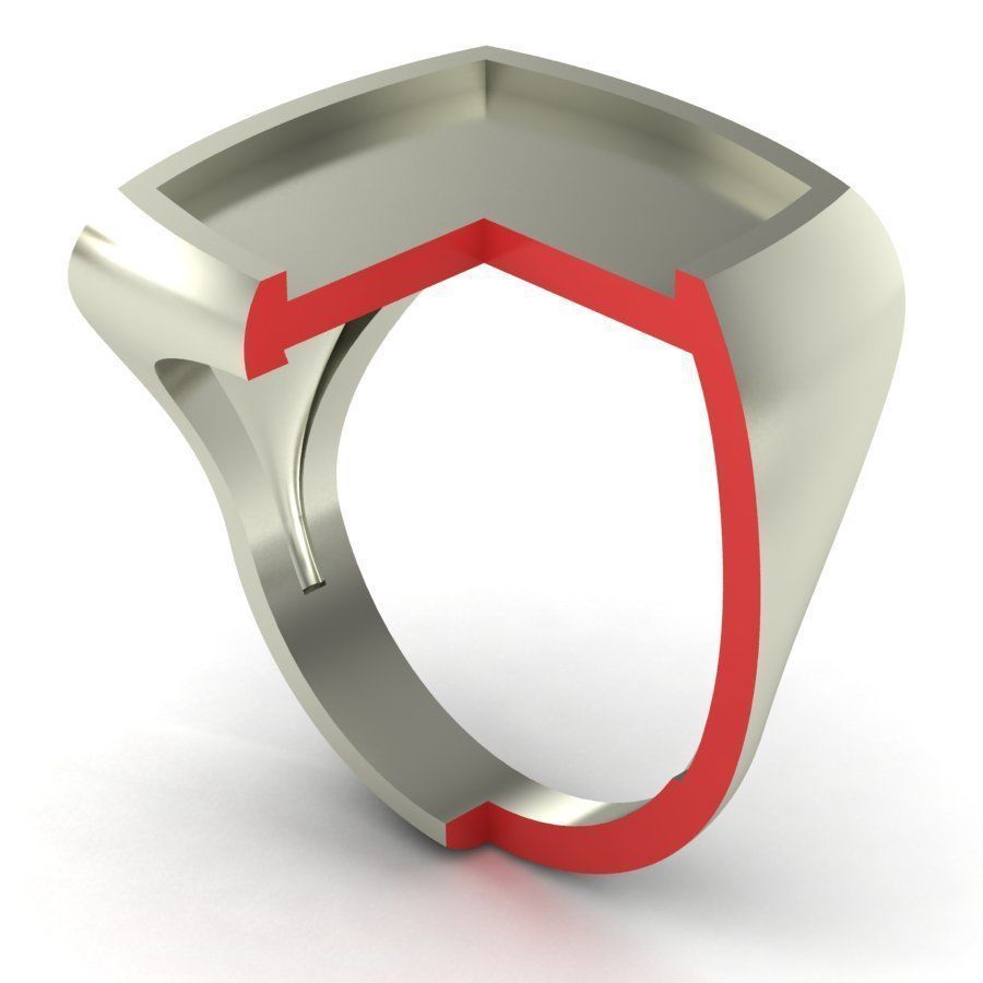 Signet rings set CUSHION top  3D print model_4