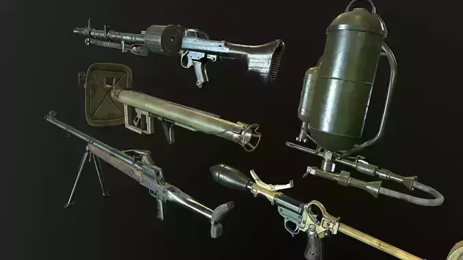 WW2 German Weapons Pack 3D Model Collection