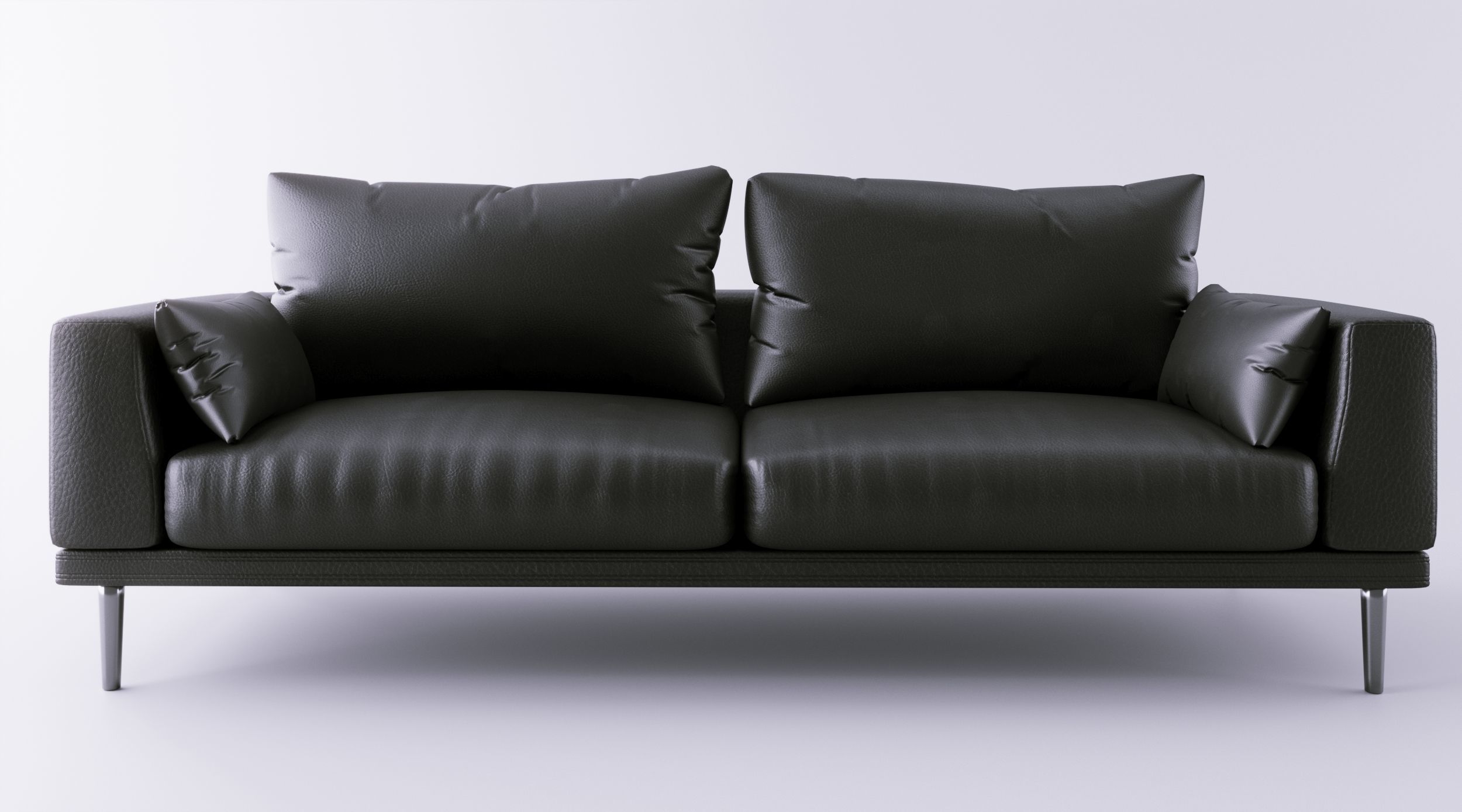 Black Leather Sofa 3D model_2