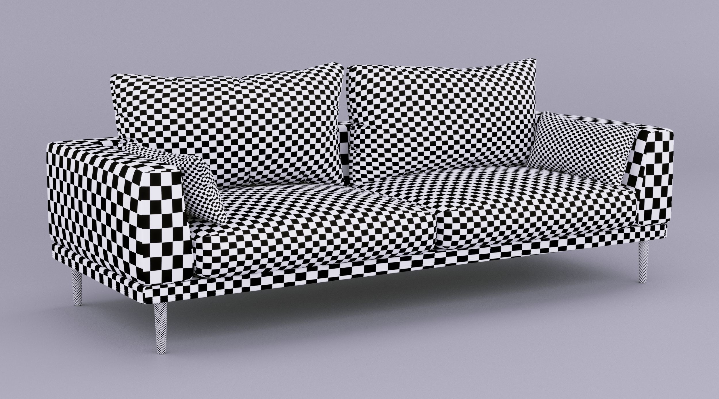Black Leather Sofa 3D model_5