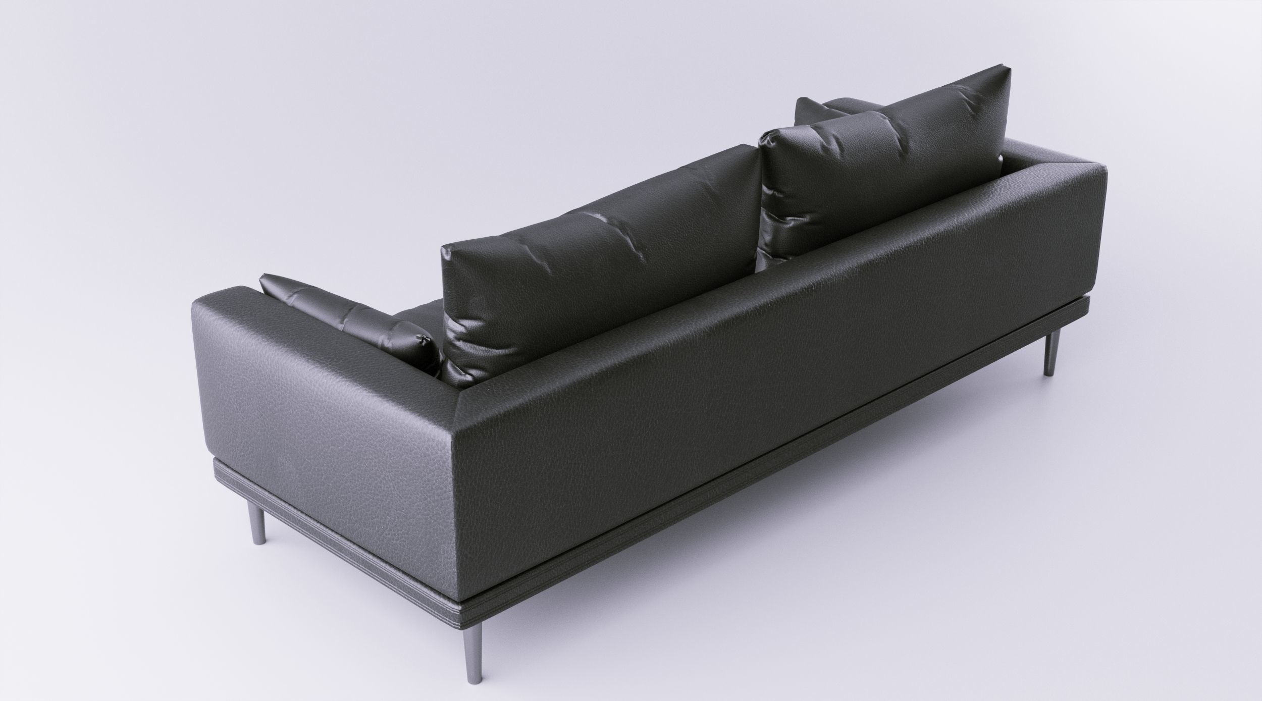 Black Leather Sofa 3D model_4