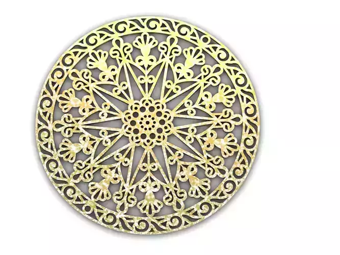 pattern ornate gold plated circular medallion
