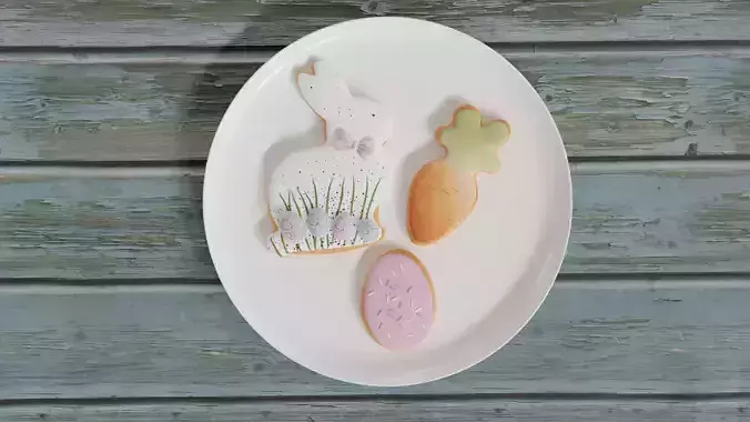 Cute Easter Cookie Bunny Carrot Egg