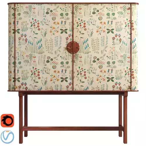 Josef Frank mahogany cabinet floral chintz fabric Fatima