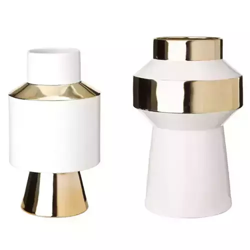 POLS POTTEN Object Vase White and Gold Small and Medium