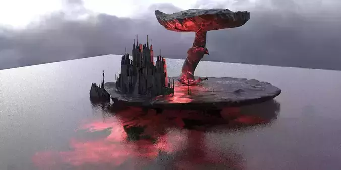 Dark Alice Themed Mushroom City 1 3D model