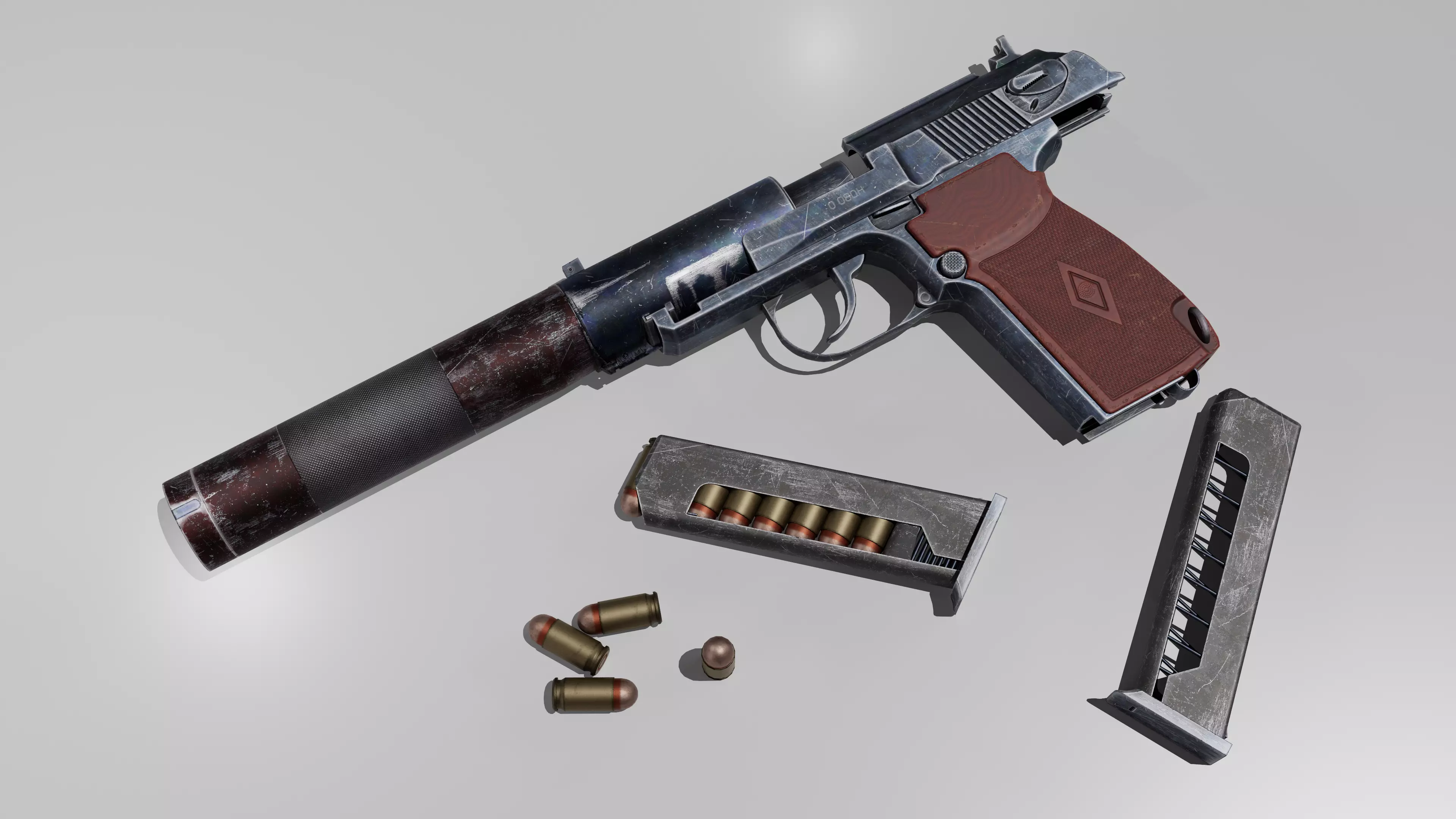 PB Pistol Low-poly 3D model