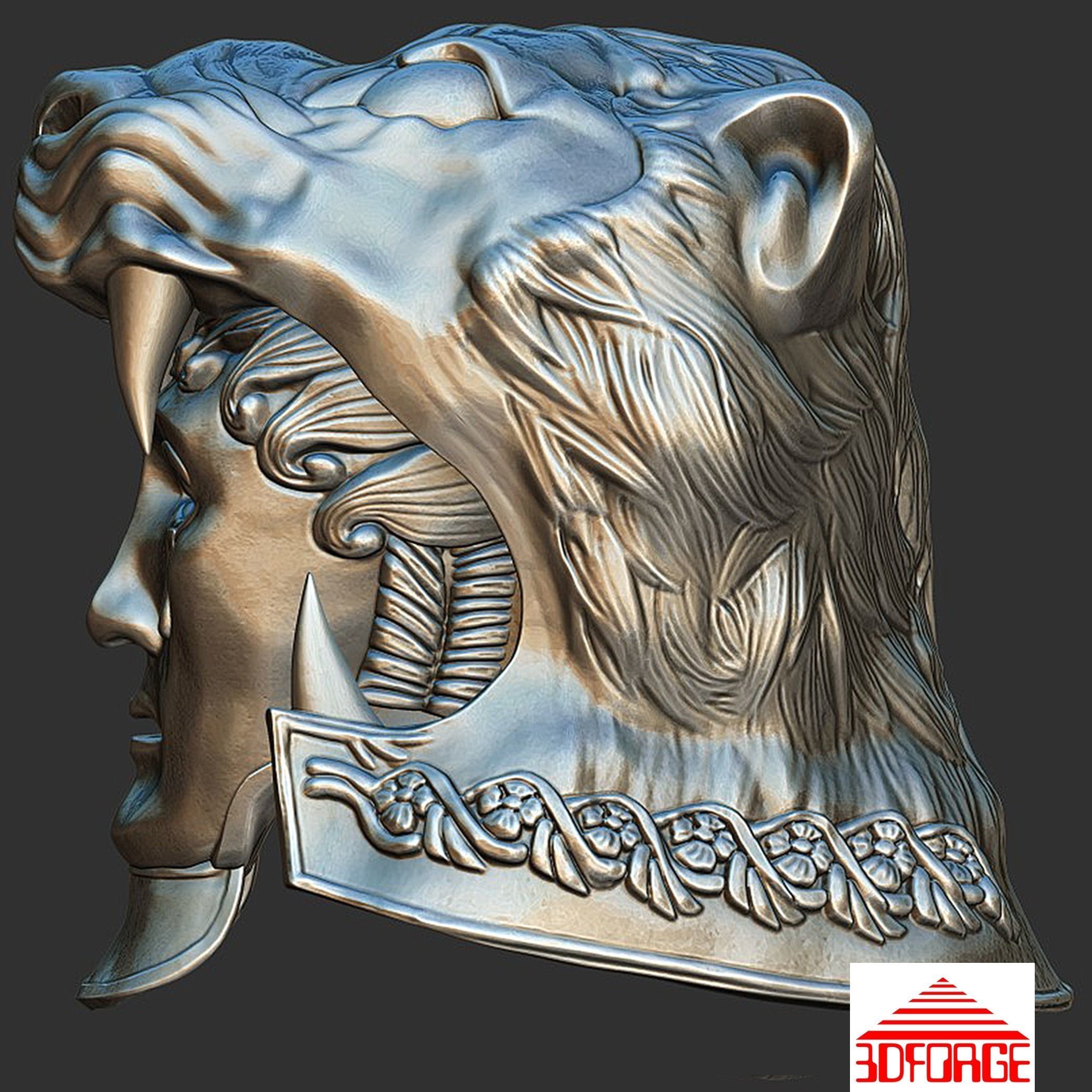 Tigris of Gaul Helmet with movable mask 3D print model_13