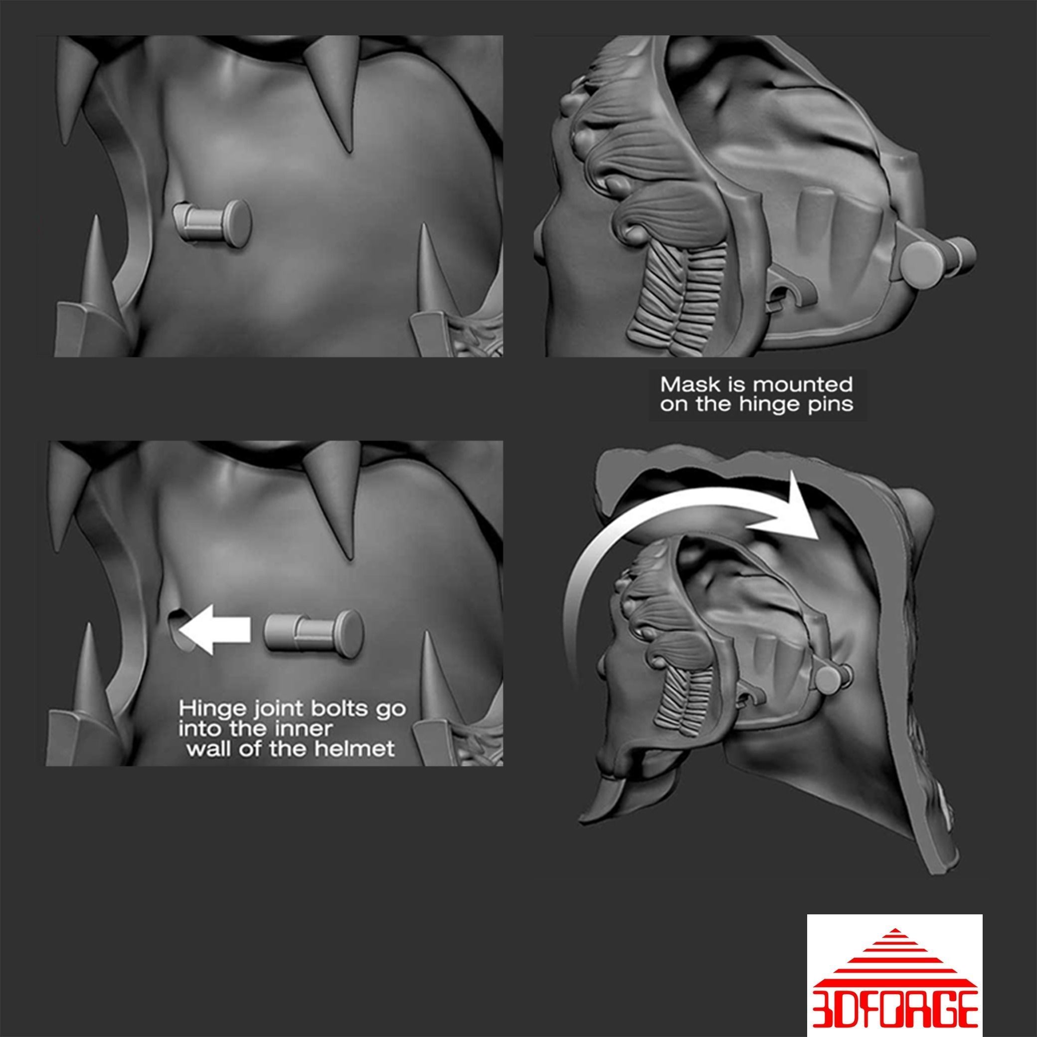 Tigris of Gaul Helmet with movable mask 3D print model_7