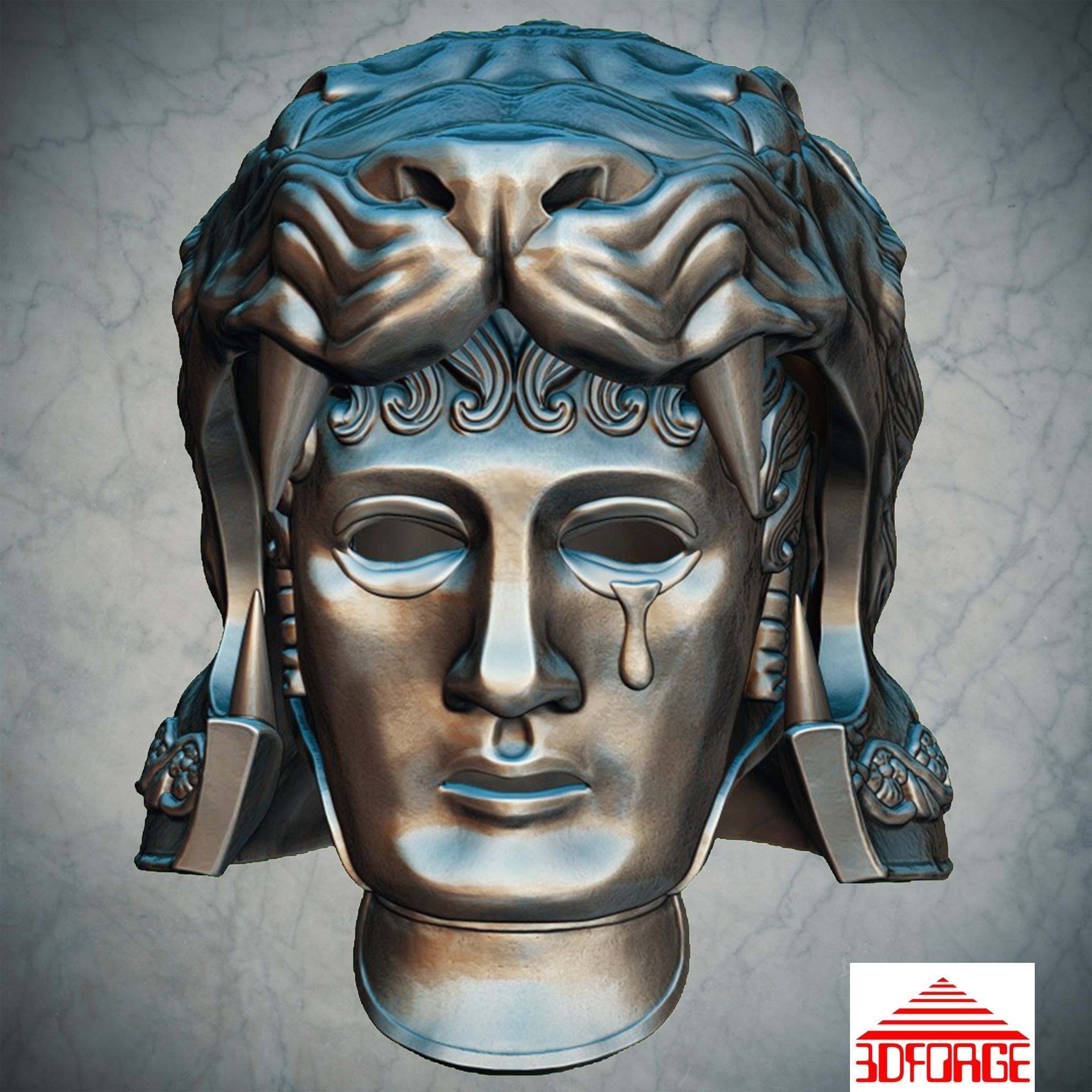Tigris of Gaul Helmet with movable mask 3D print model_17