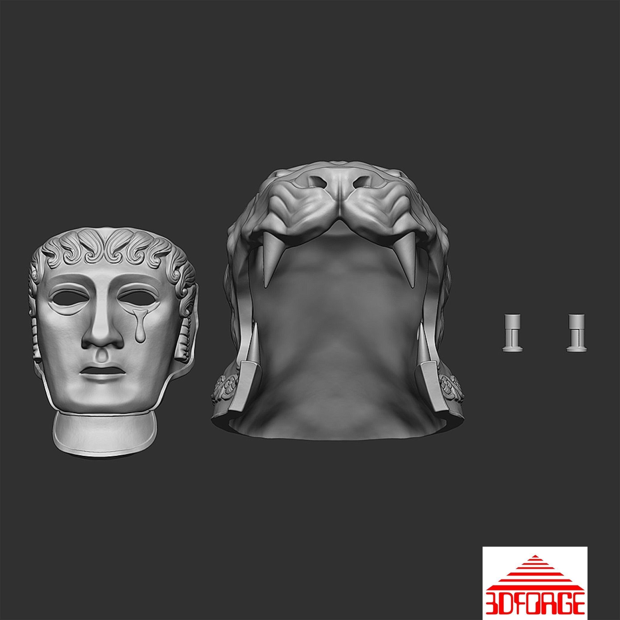 Tigris of Gaul Helmet with movable mask 3D print model_6