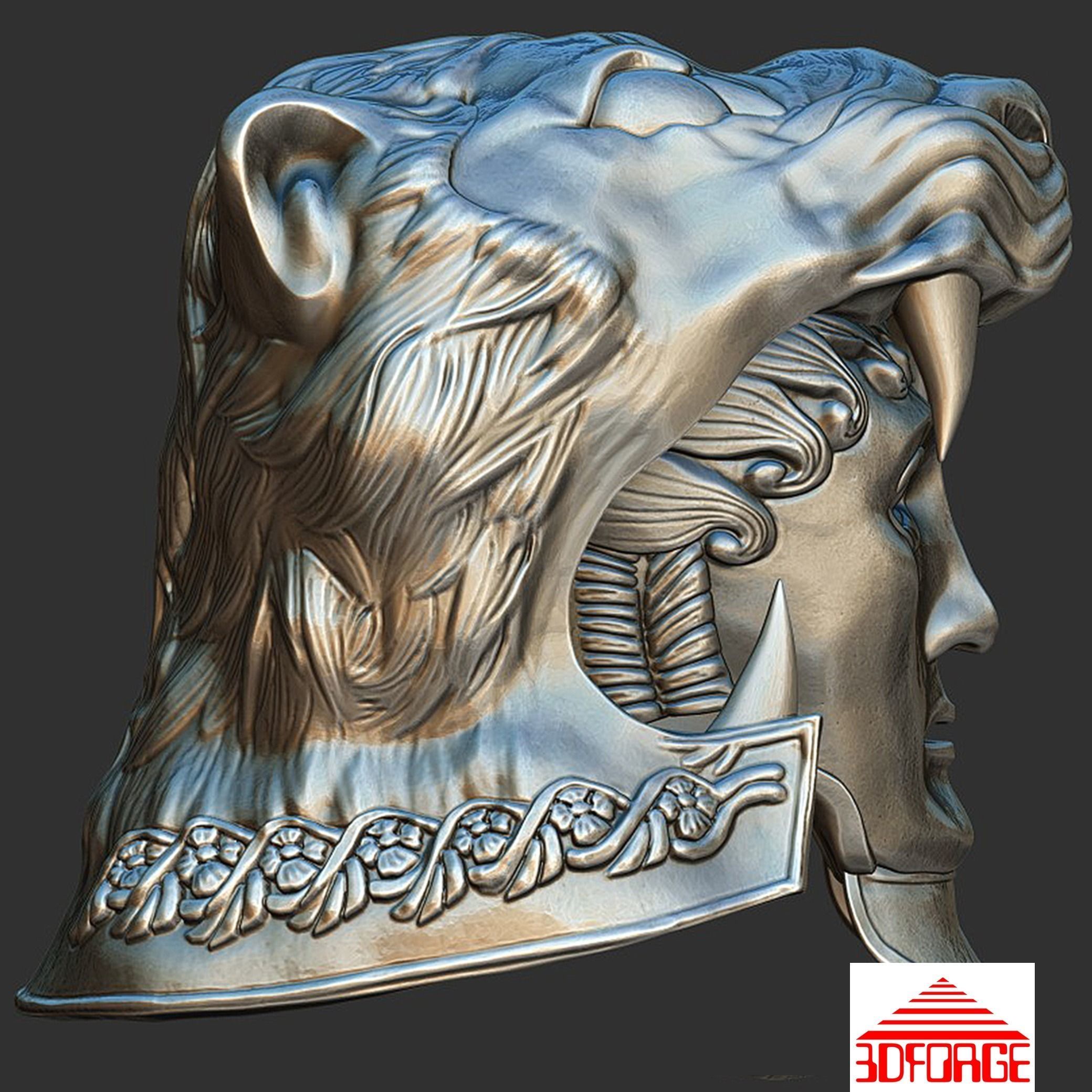 Tigris of Gaul Helmet with movable mask 3D print model_14