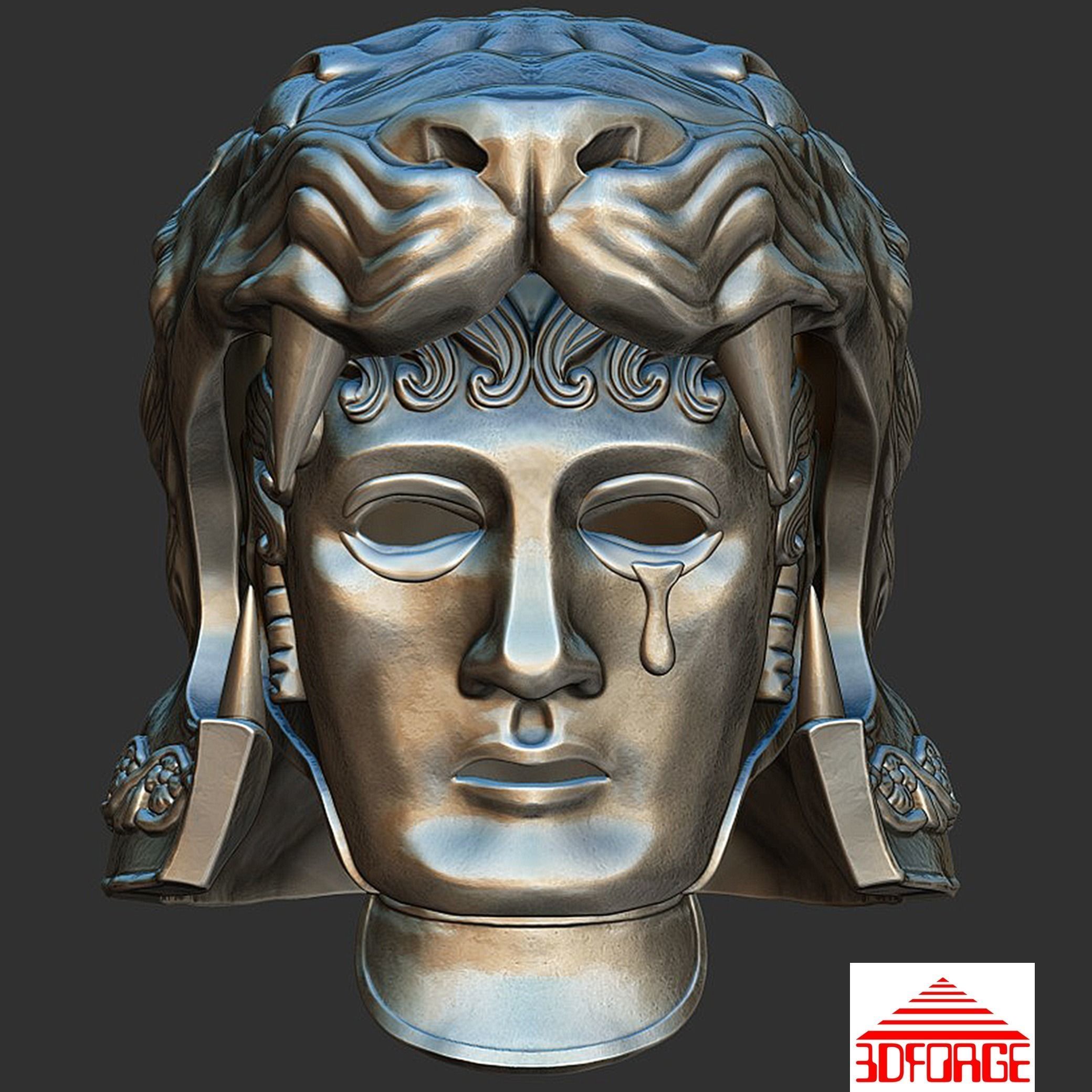 Tigris of Gaul Helmet with movable mask 3D print model_11